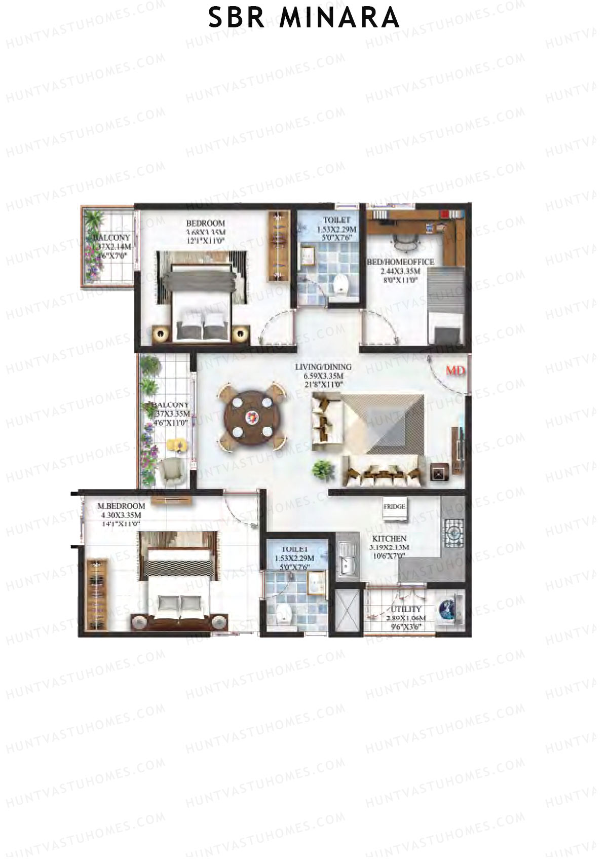 SBR Minara Tower B Unit 9 Floor Plan