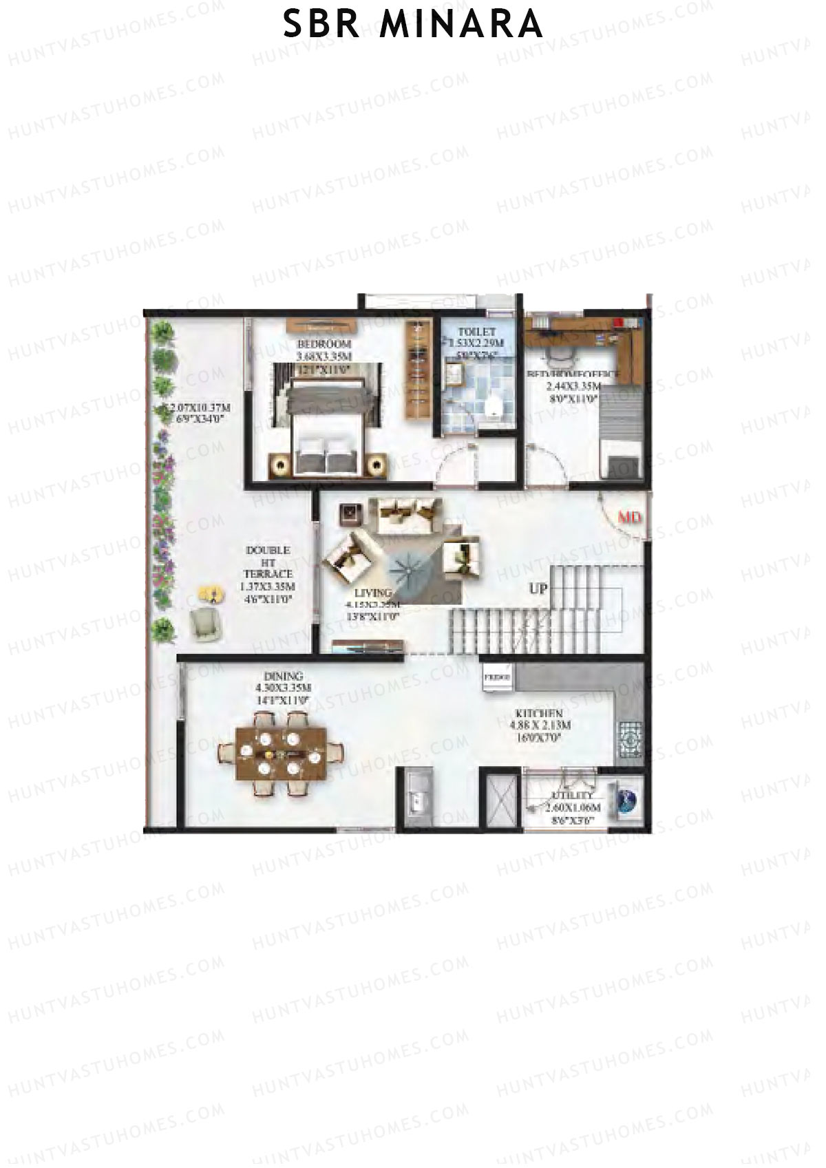 SBR Minara Tower B Unit 9 (Duplex ) Floor Plan