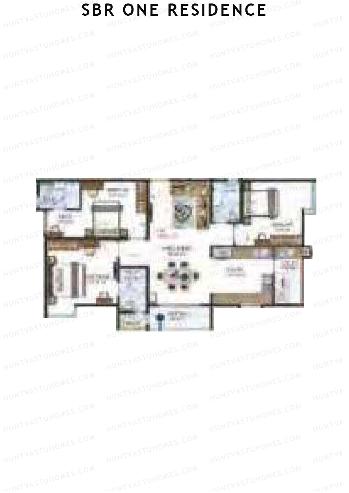 SBR One Residence, Block B, Unit 2, 3BHK, Super Area 1752   sq ft 