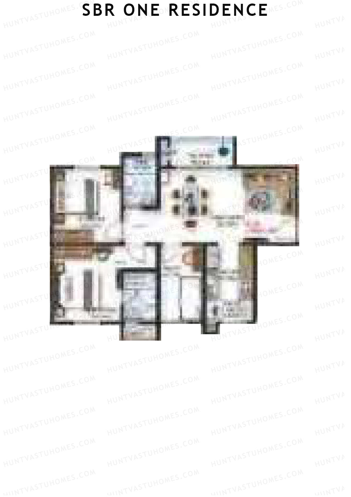 SBR One Residence, Block B, Unit 4, 2BHK, Super Area 1210   sq ft 