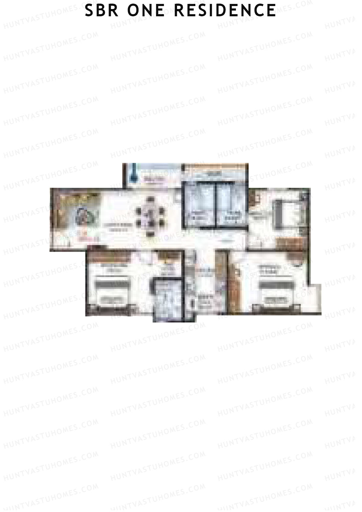 SBR One Residence, Block C, Unit 1, 3BHK, Super Area 1632   sq ft 