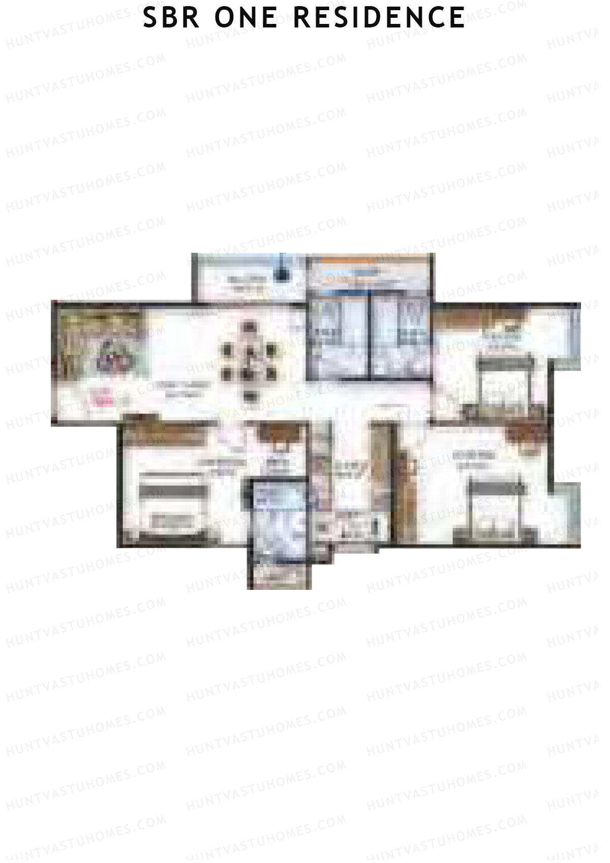 SBR One Residence, Block D, Unit 1, 3BHK, Super Area 1652   sq ft 