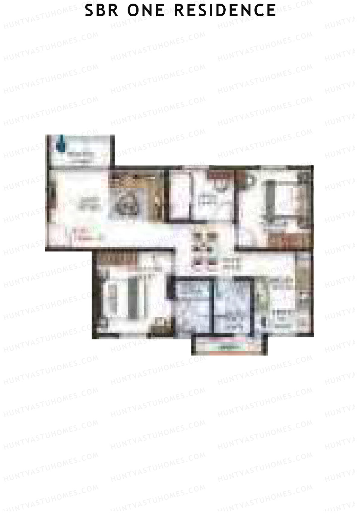 SBR One Residence, Block E, Unit 1, 2BHK, Super Area 1192   sq ft 