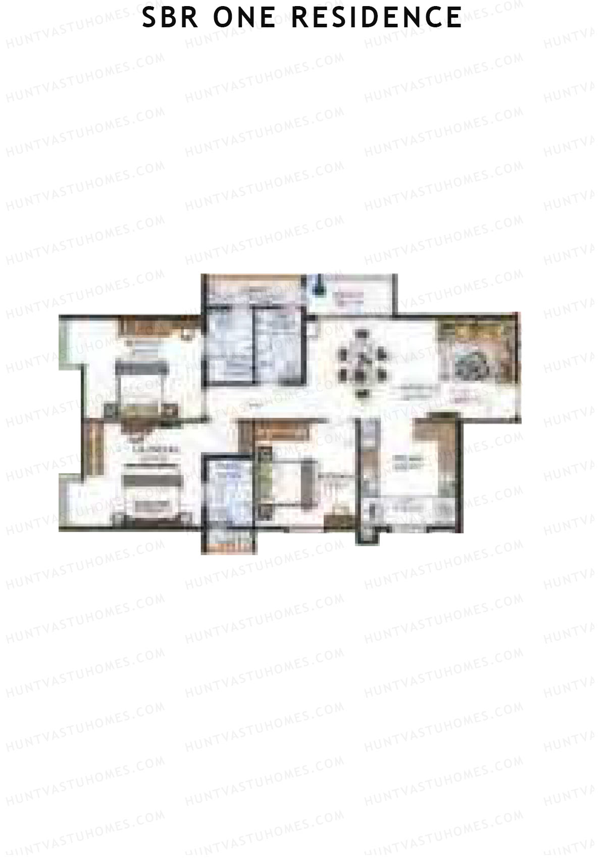 SBR One Residence, Block F, Unit 4, 3BHK, Super Area 1628   sq ft 