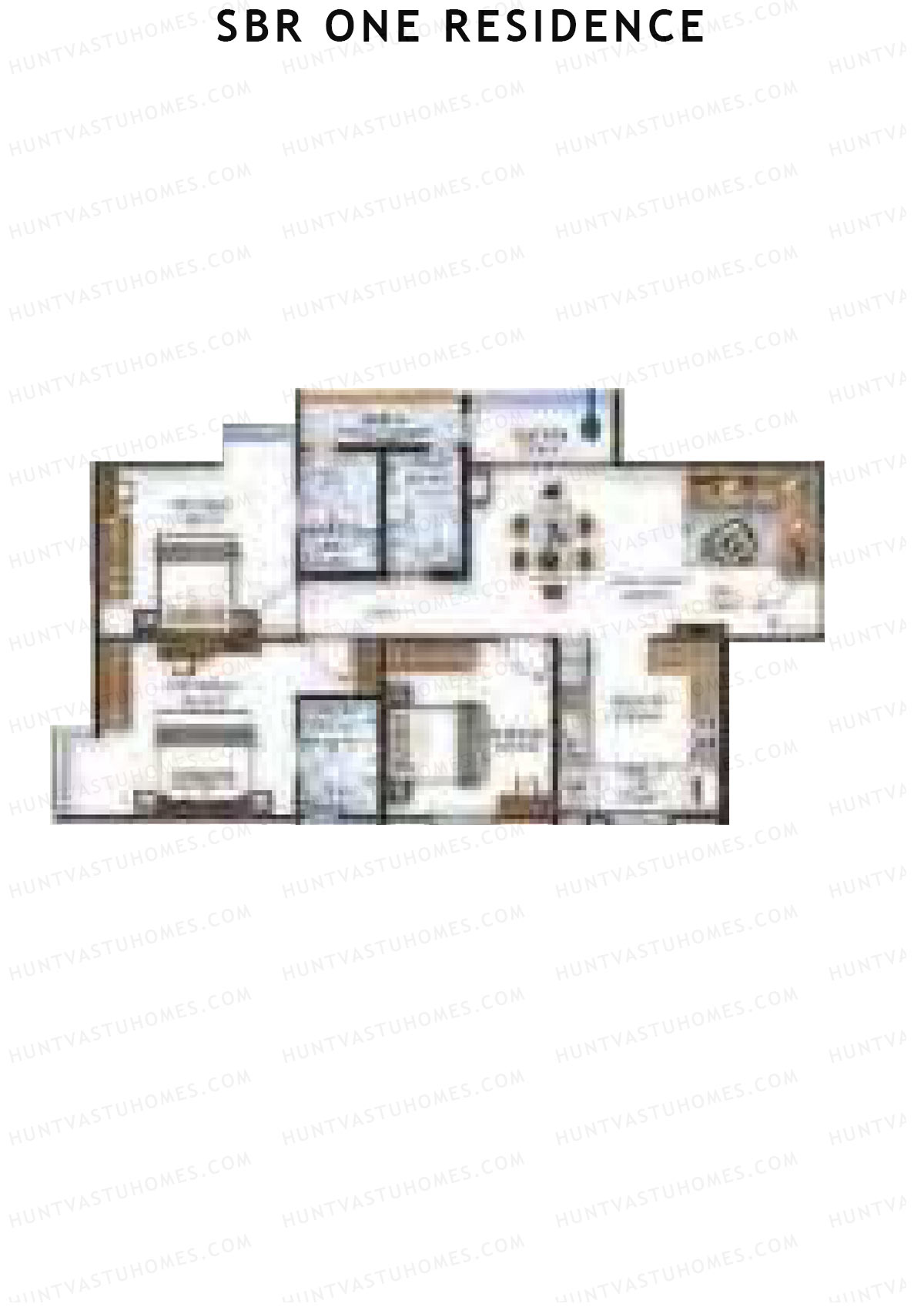 SBR One Residence, Block I, Unit 4, 3BHK, Super Area 1624   sq ft 