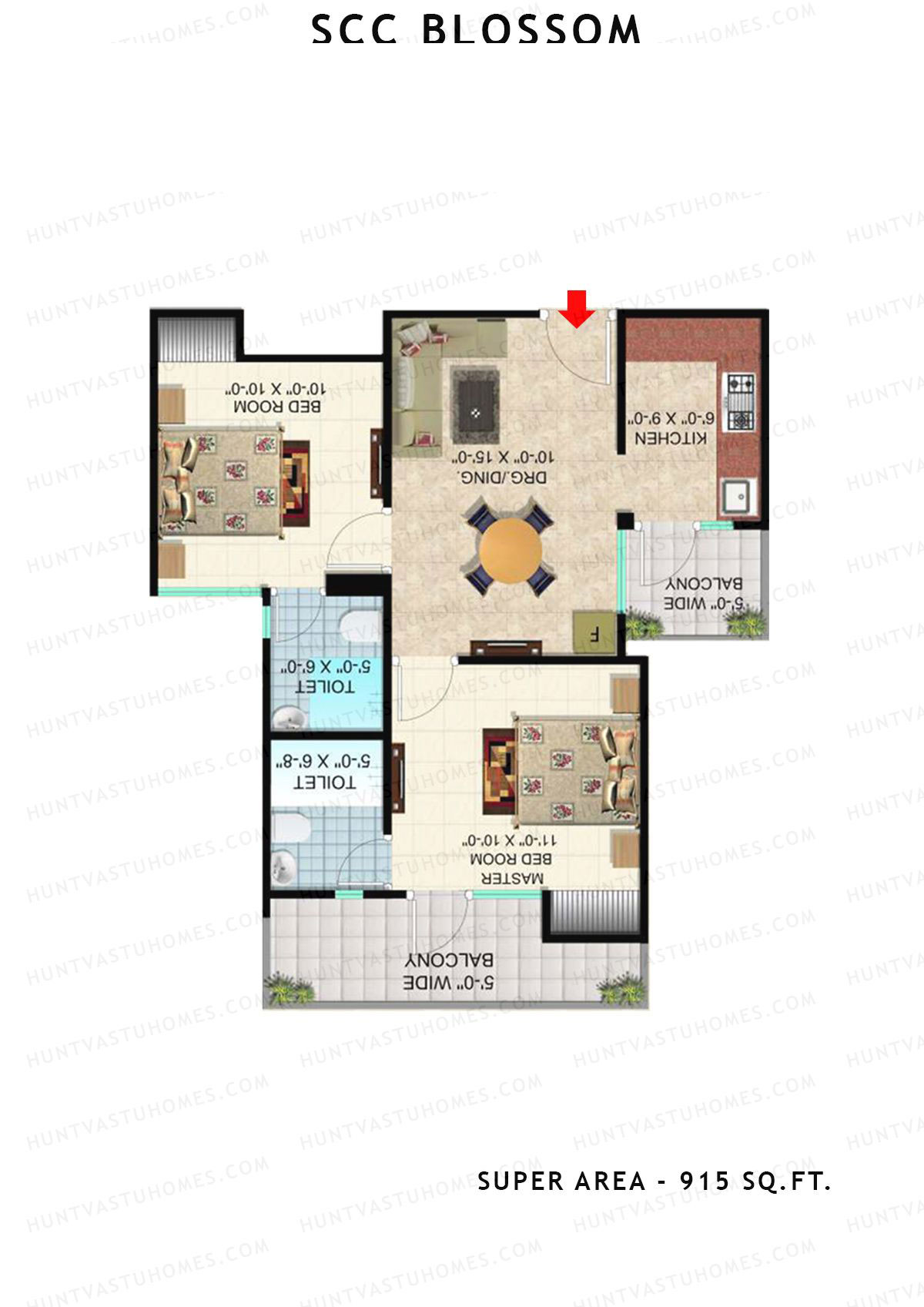 Scc Blossom Block B Unit 106, 108 (Type T1) Floor Plan