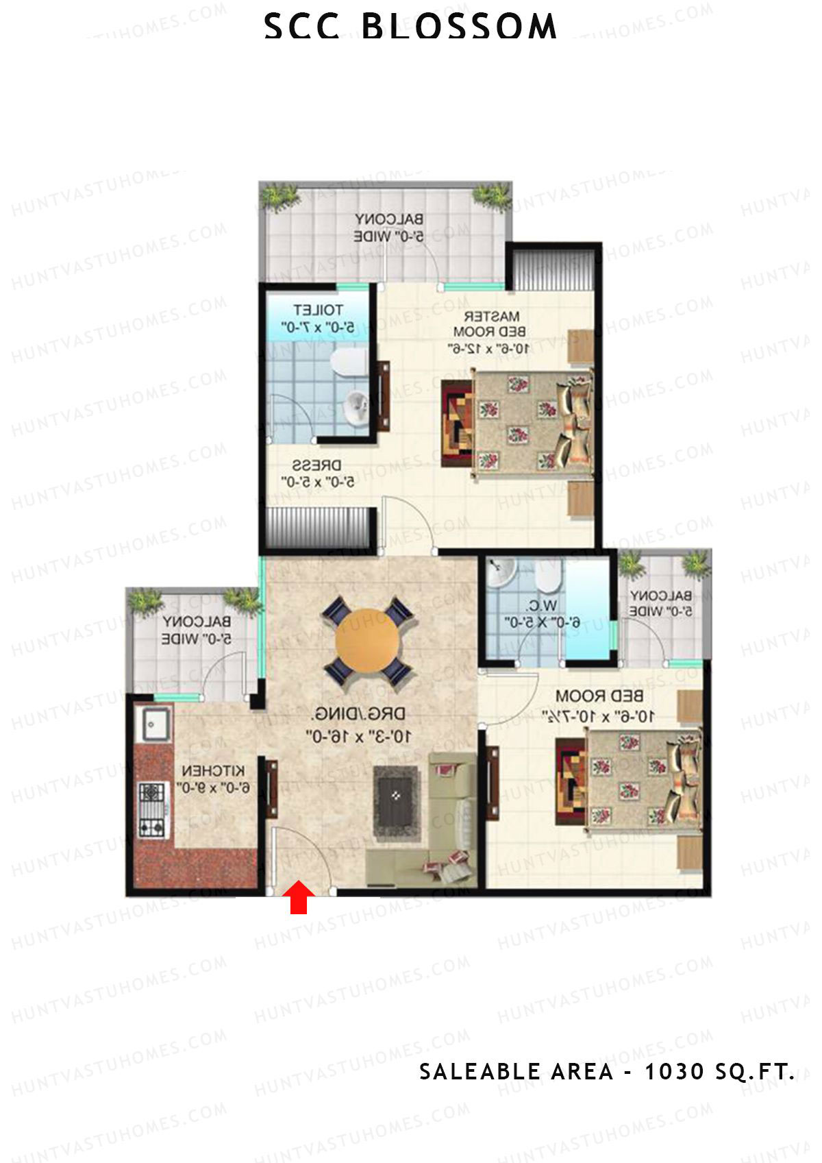 Scc Blossom Block D Unit 104 (Type T2) Floor Plan