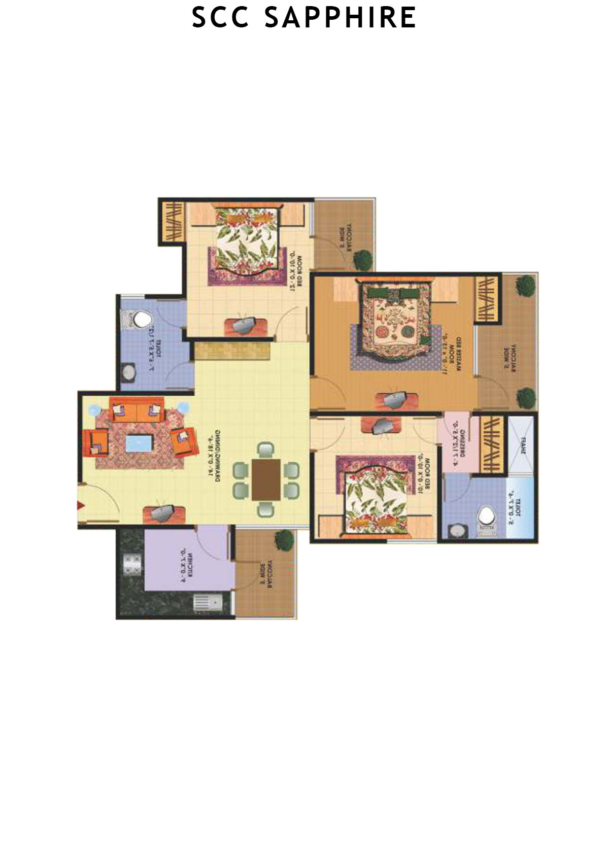 Scc Sapphire Block A Unit 102 (Type 3) Floor Plan