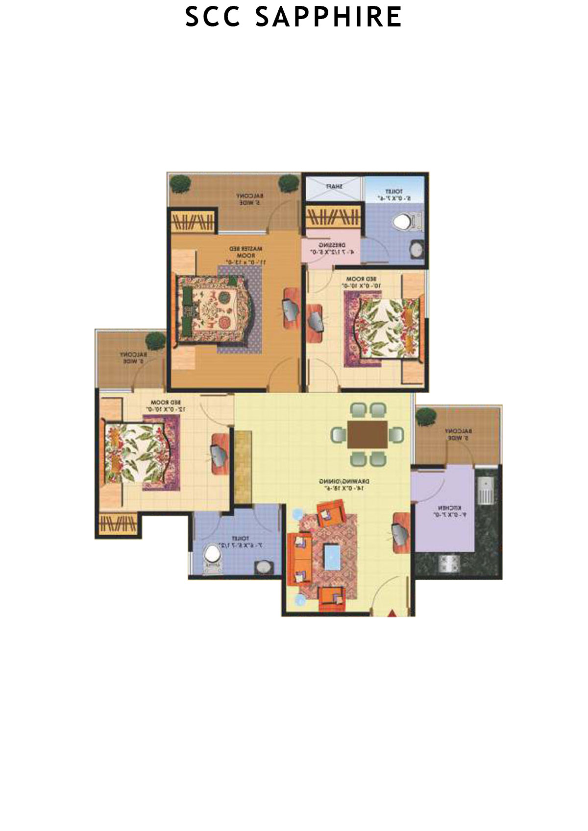 Scc Sapphire Block A Unit 107 (Type 3) Floor Plan
