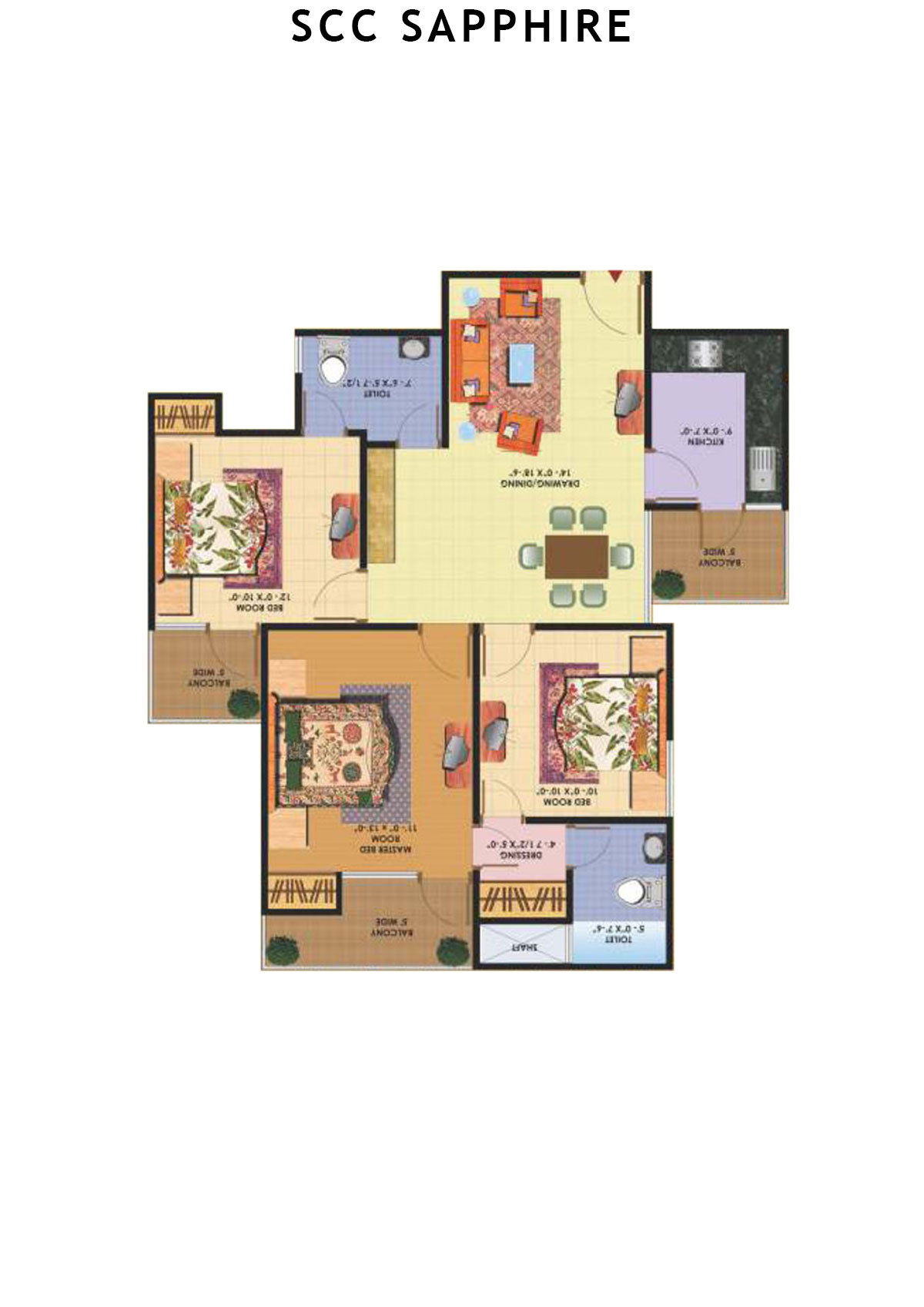 Scc Sapphire Block A Unit 108 (Type 3) Floor Plan