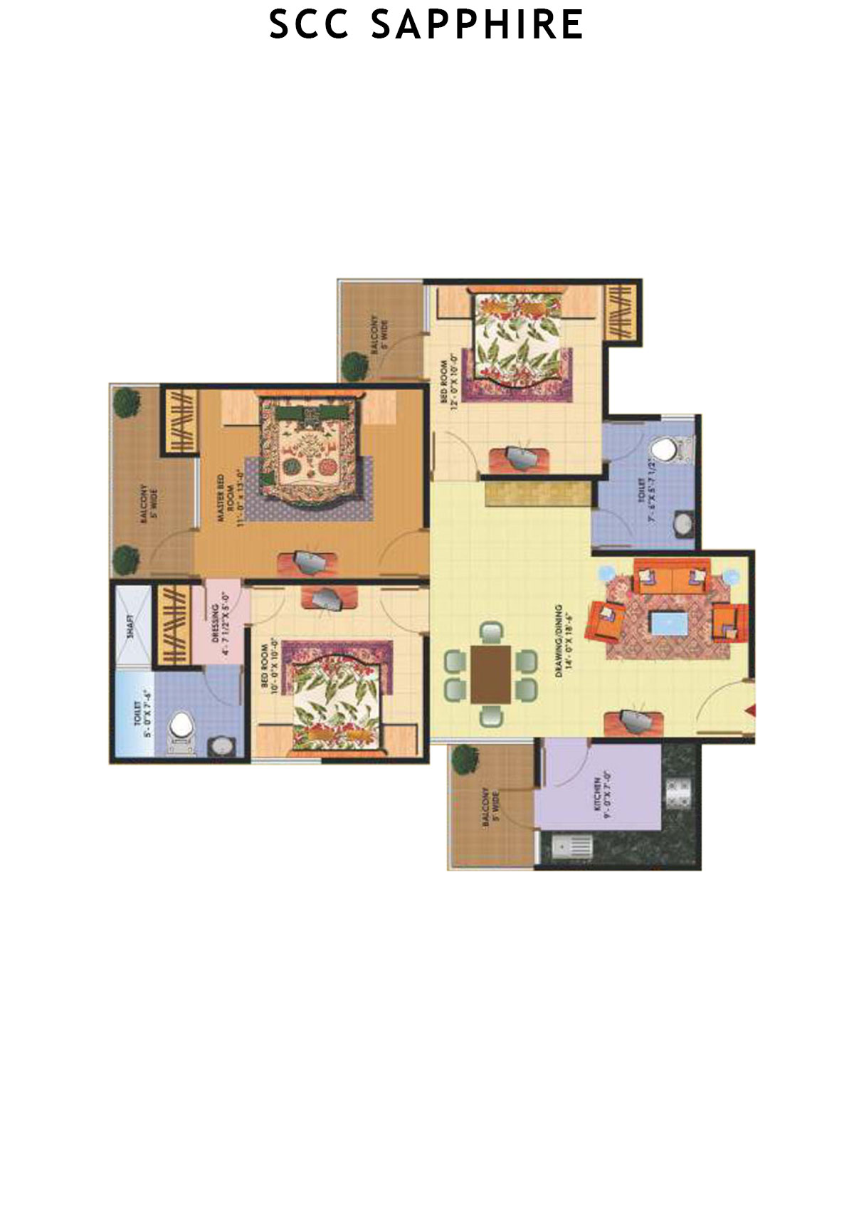 Scc Sapphire Block A Unit 110 (Type 3) Floor Plan