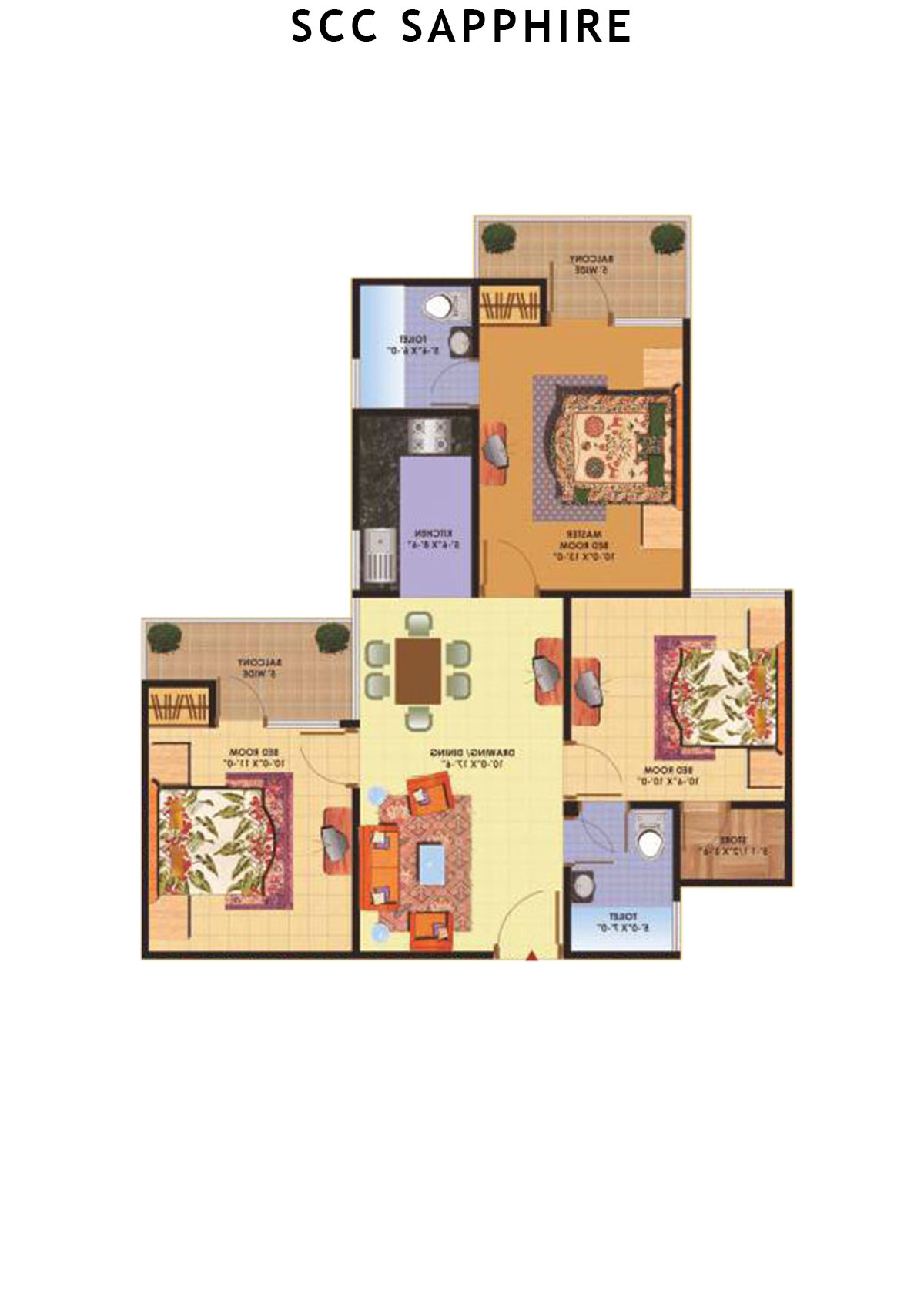 Scc Sapphire Block B Unit 102 (Type 4) Floor Plan