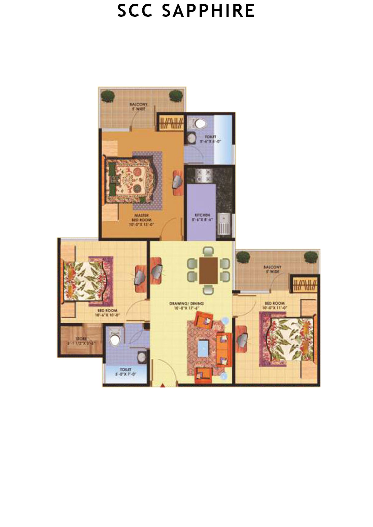 Scc Sapphire Block B Unit 103 (Type 4) Floor Plan