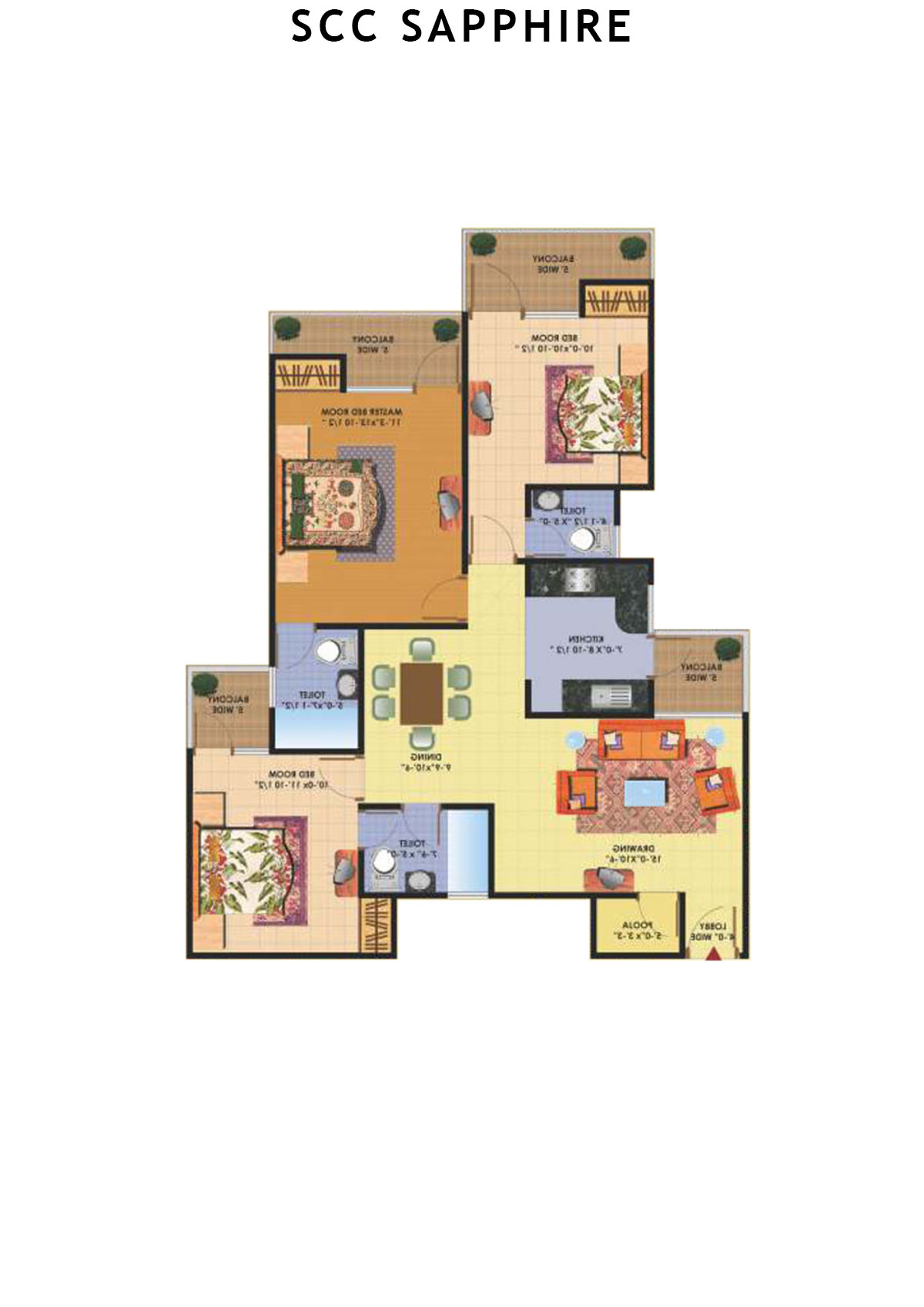 Scc Sapphire Block B Unit 105 (Type 2) Floor Plan