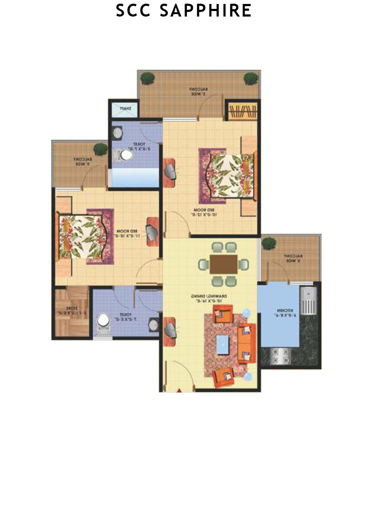 Scc Sapphire Block E Unit 102 (Type 5) Floor Plan