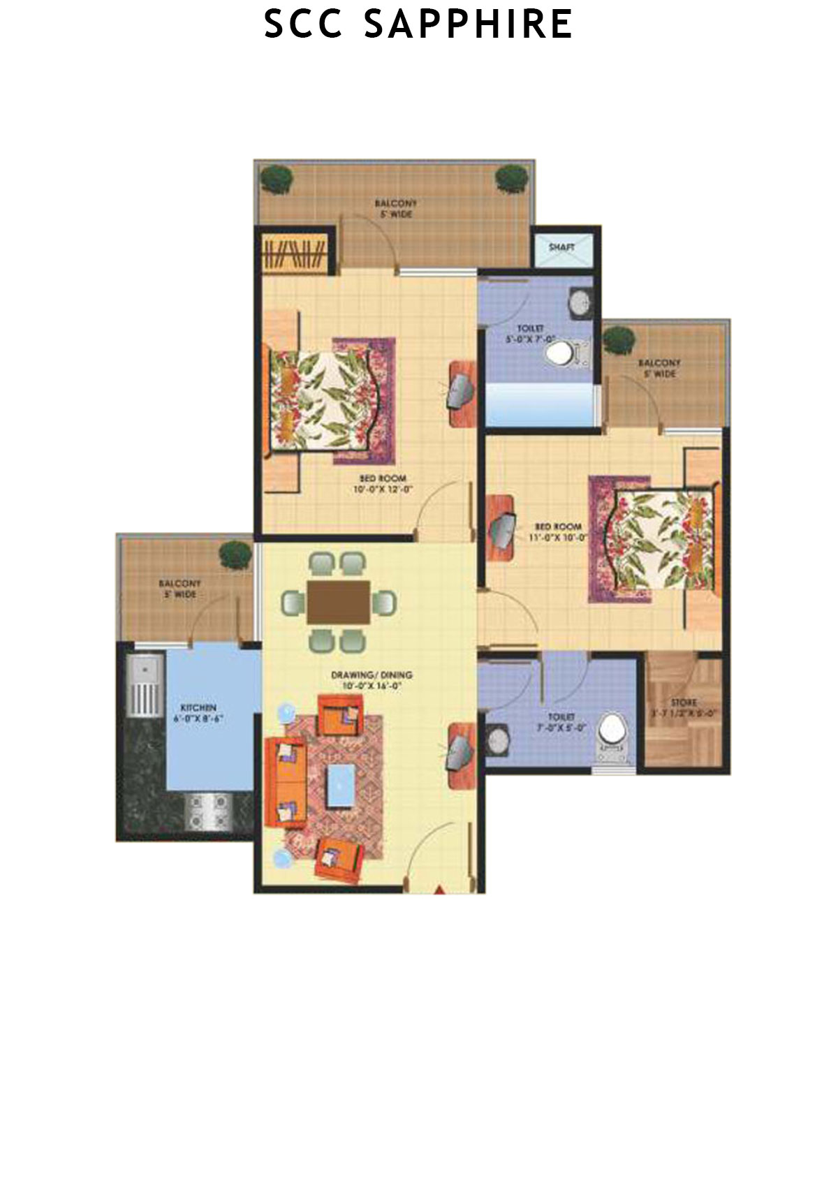 Scc Sapphire Block E Unit 103 (Type 5) Floor Plan