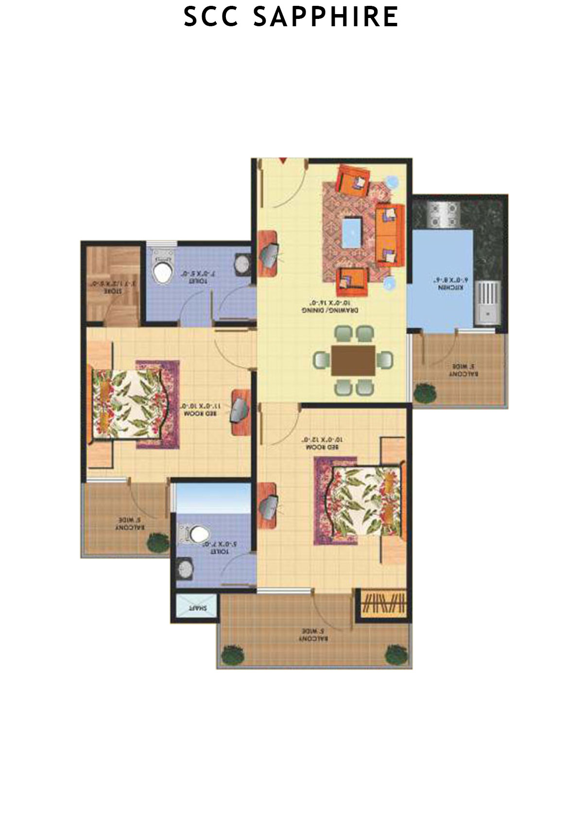 Scc Sapphire Block E Unit 107 (Type 5) Floor Plan