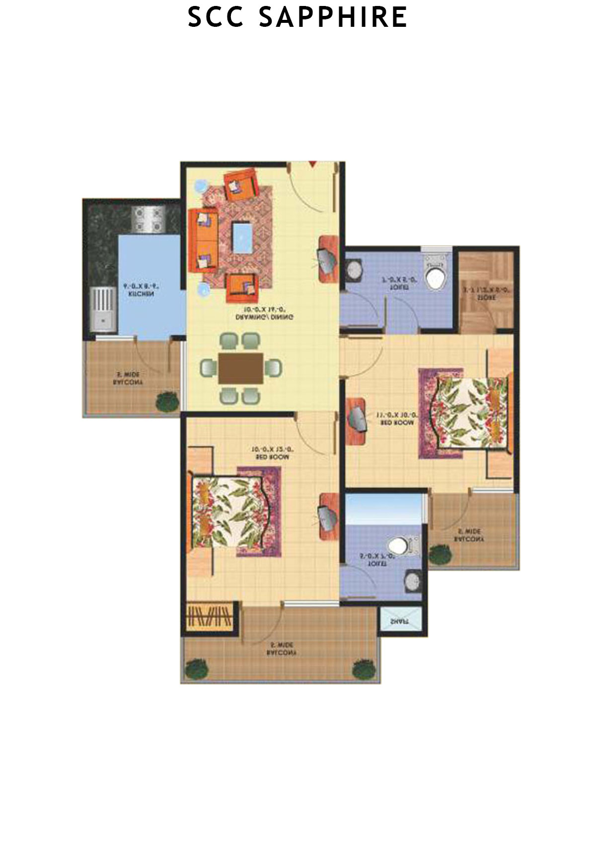 Scc Sapphire Block E Unit 108 (Type 5) Floor Plan