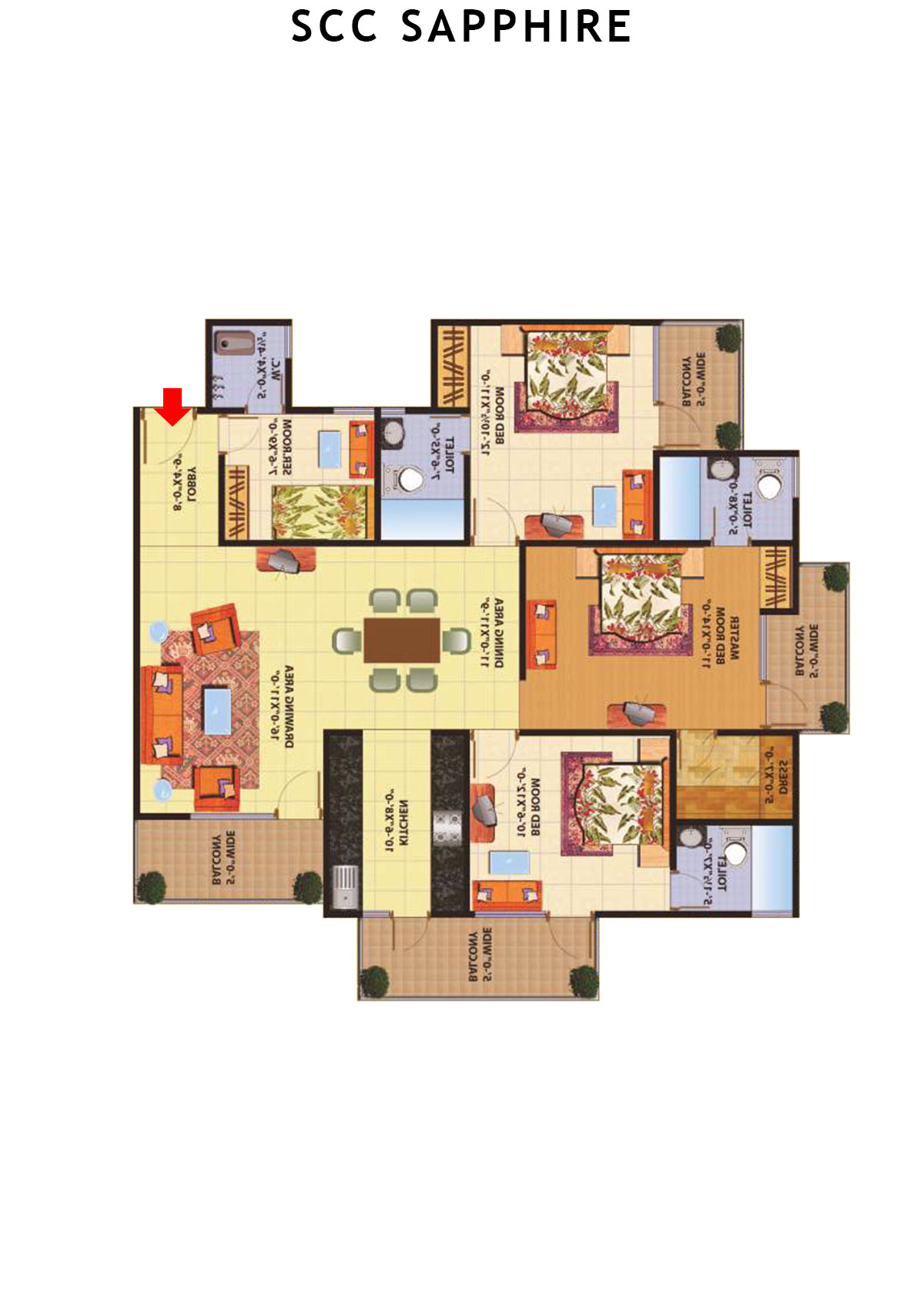 Scc Sapphire Block F Unit 1 (Type 8) Floor Plan