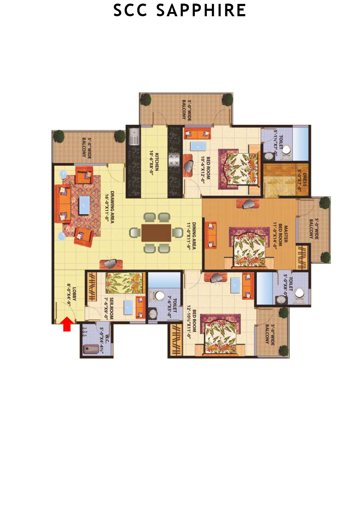 Scc Sapphire Block F Unit 2 (Type 8) Floor Plan