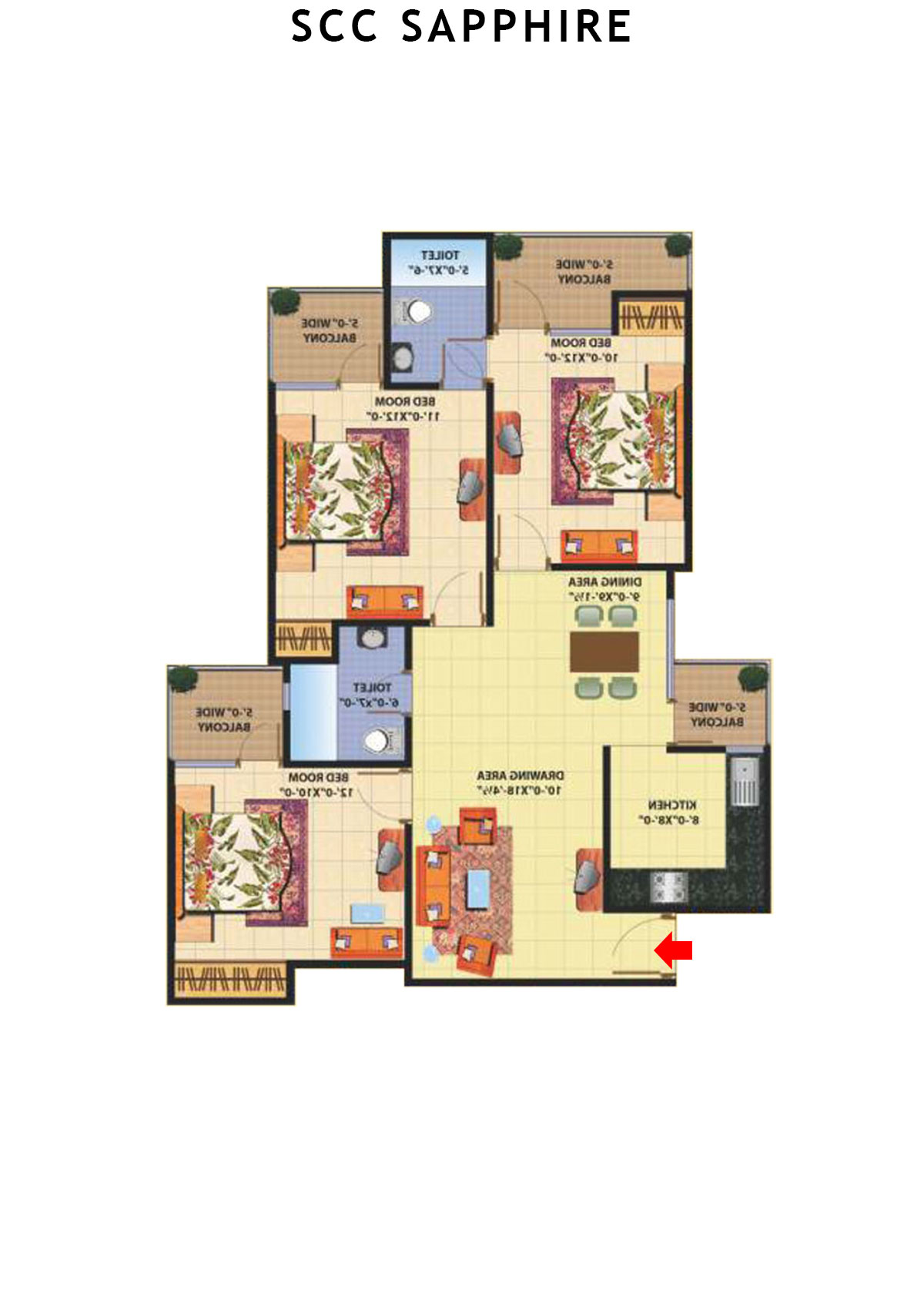 Scc Sapphire Block F Unit 6 (Type 9) Floor Plan