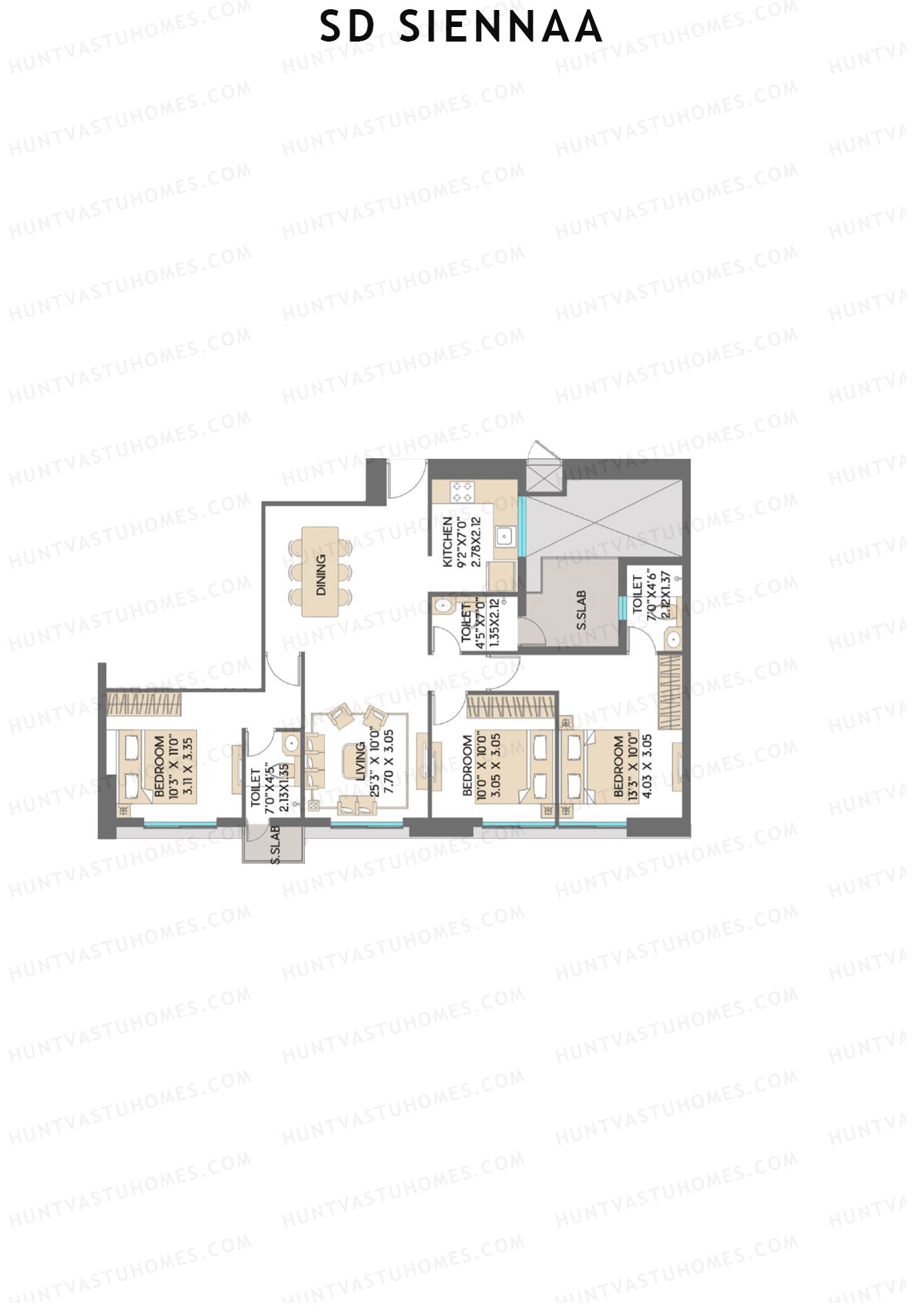 SD Siennaa Wing D Unit 3 (Type A) Floor Plan