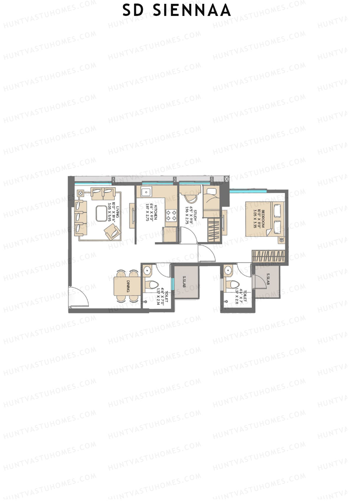 SD Siennaa Wing F Unit 1 (Type E) Floor Plan