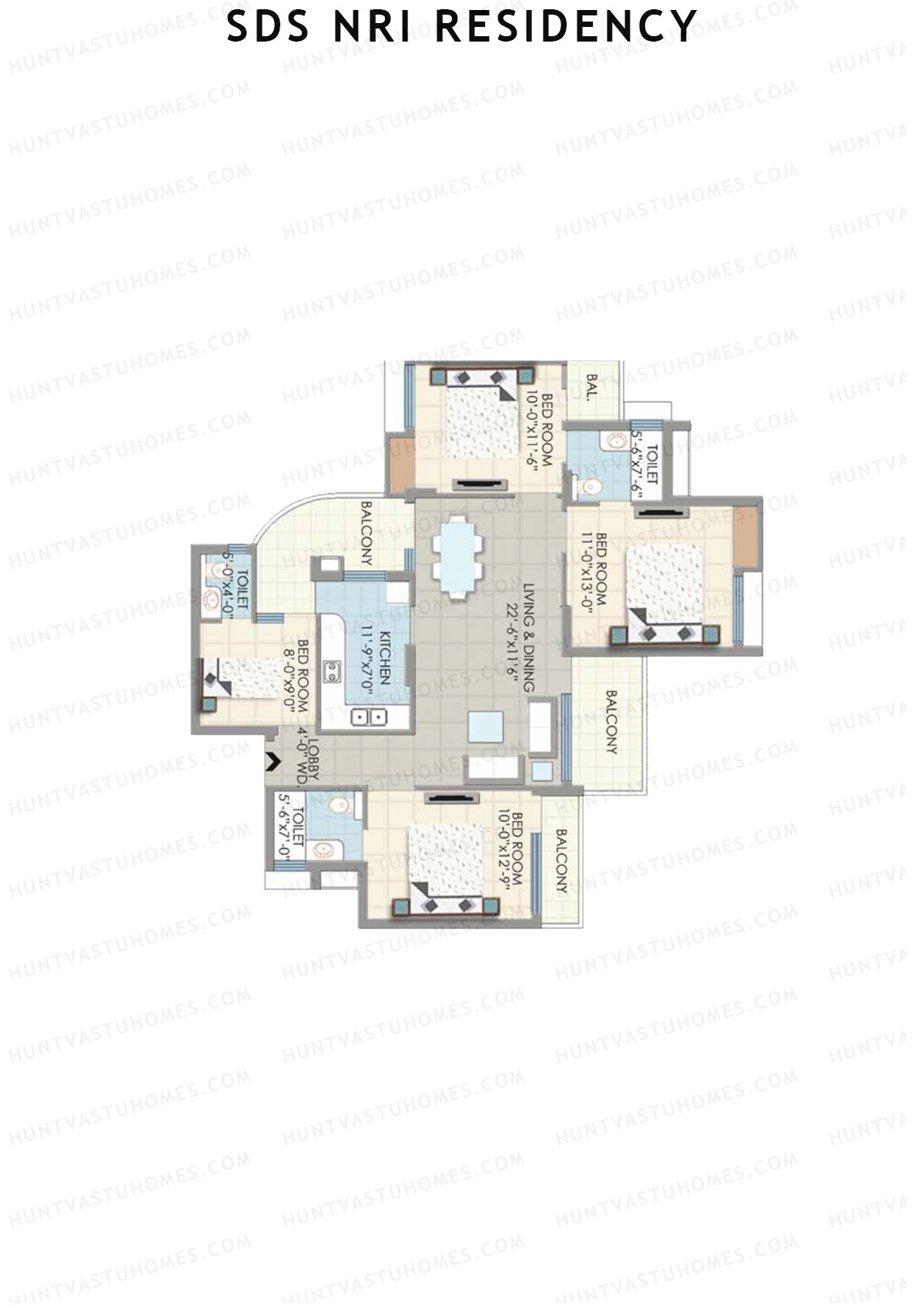 SDS NRI Residency Block B Unit 4 (Type B) Floor Plan