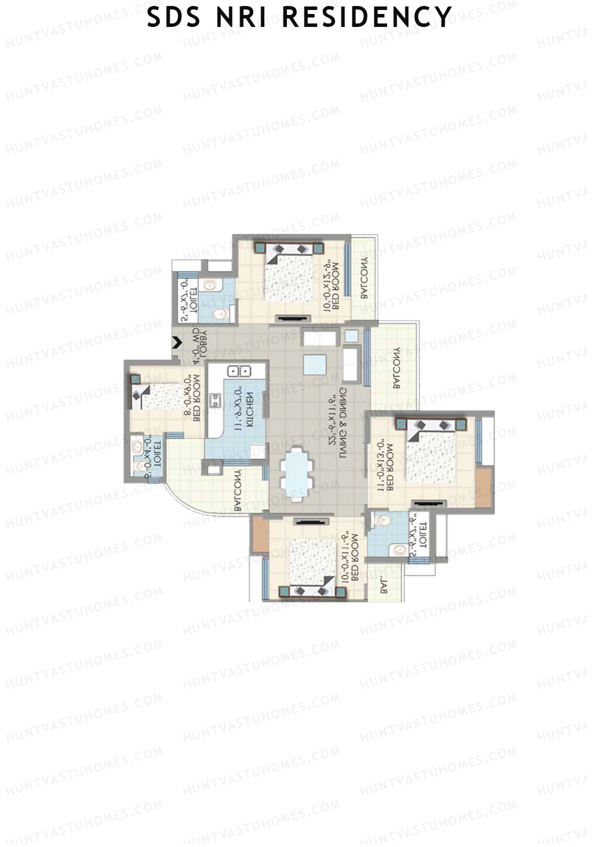 SDS NRI Residency Block C Unit 1 (Type B) Floor Plan