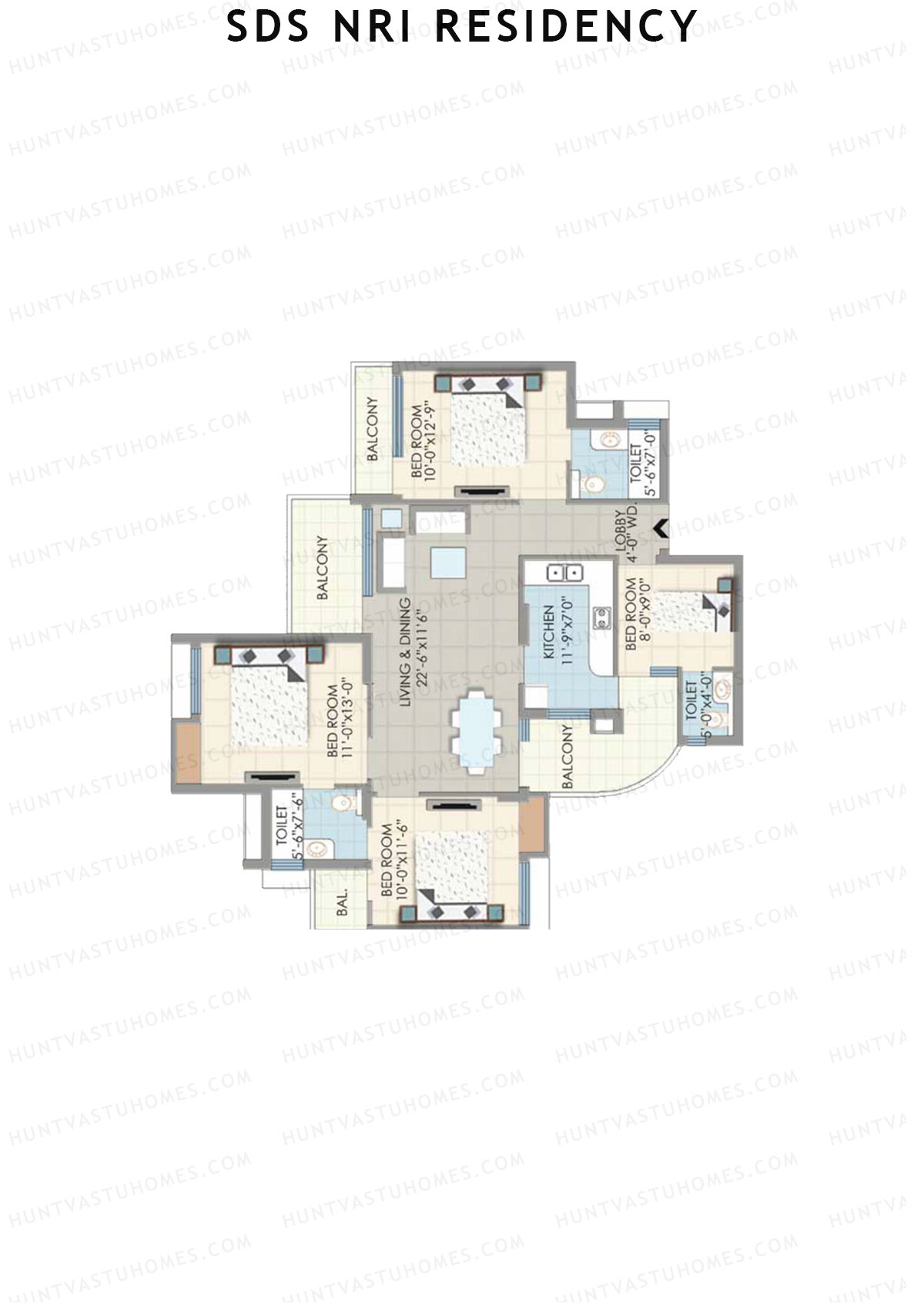 SDS NRI Residency Block C Unit 2 (Type B) Floor Plan