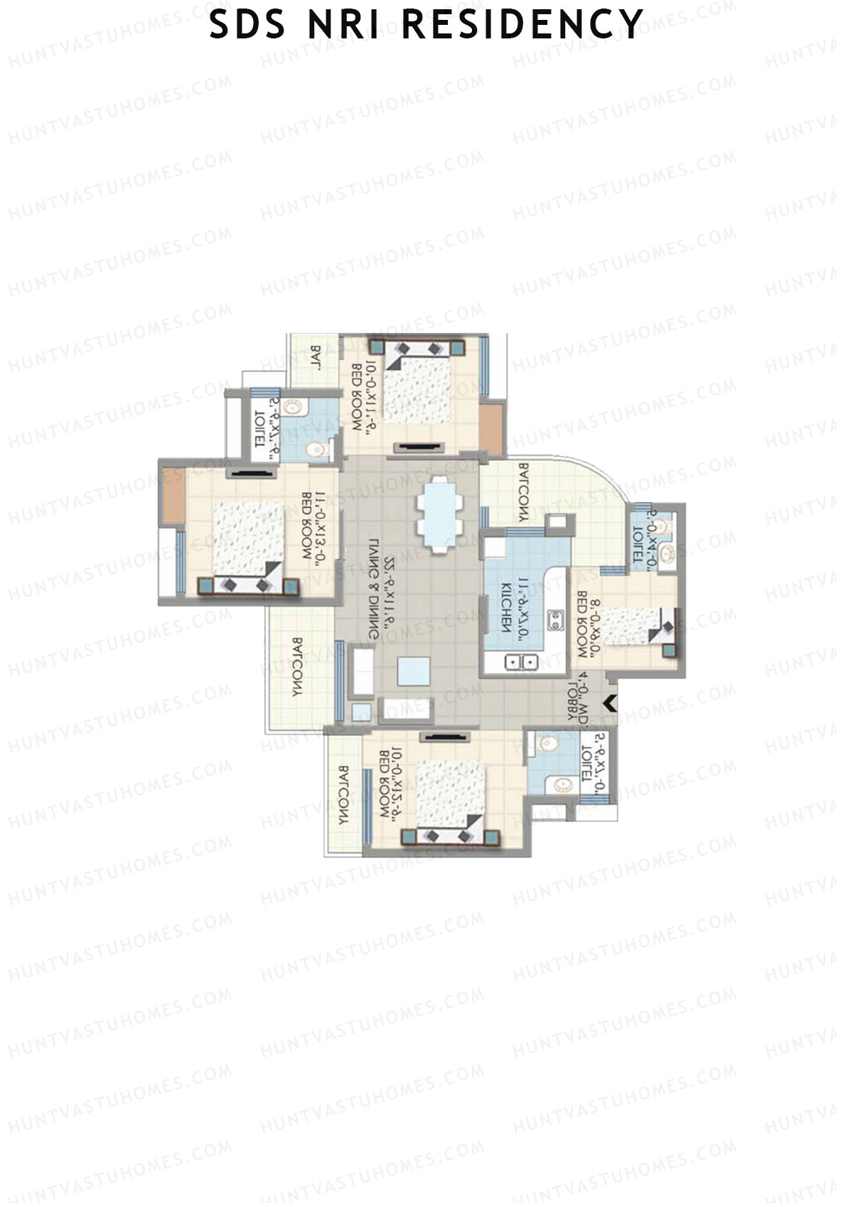SDS NRI Residency Block C Unit 3 (Type B) Floor Plan