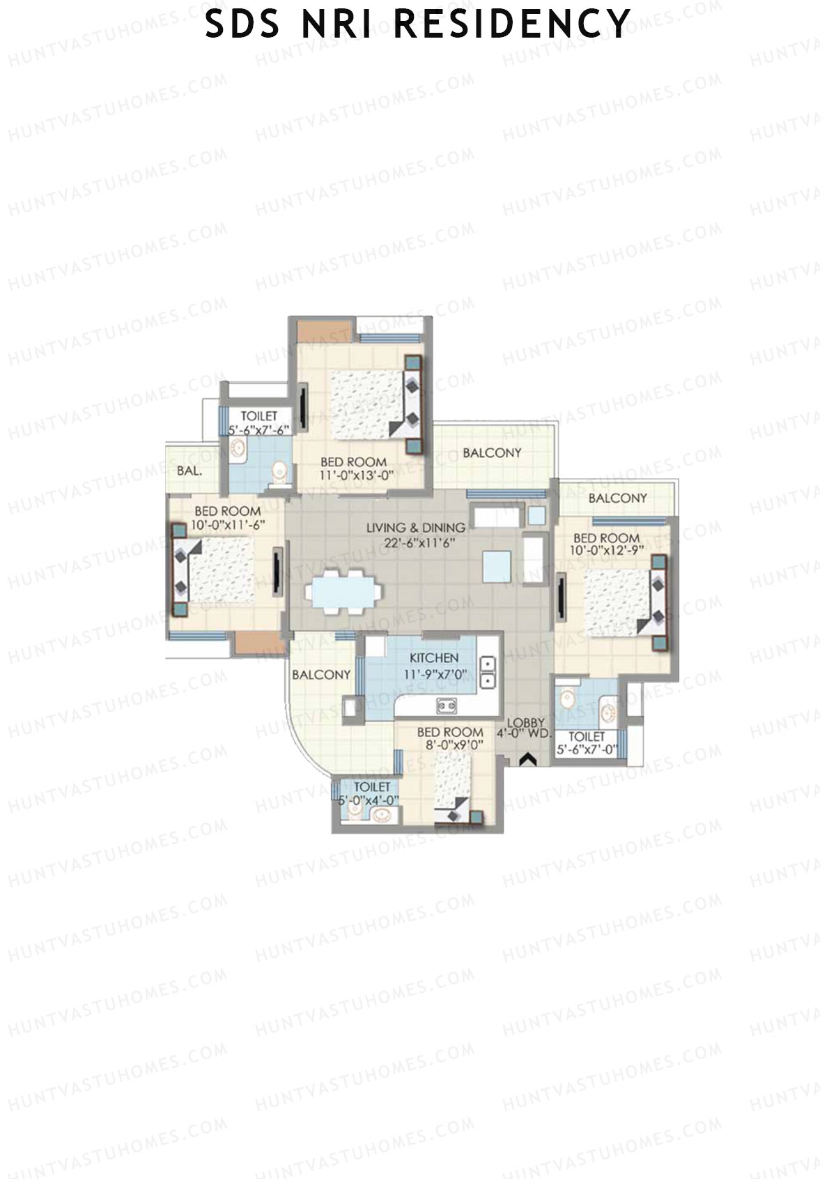 SDS NRI Residency Block C Unit 4 (Type B) Floor Plan