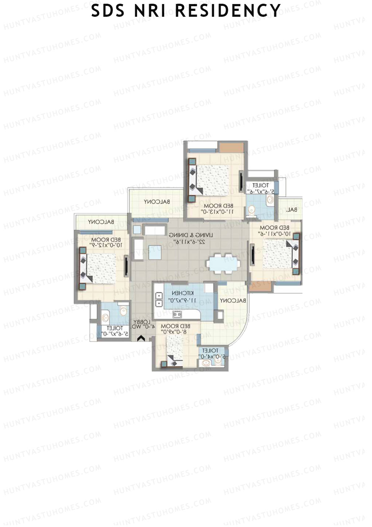 SDS NRI Residency Block C Unit 5 (Type B) Floor Plan