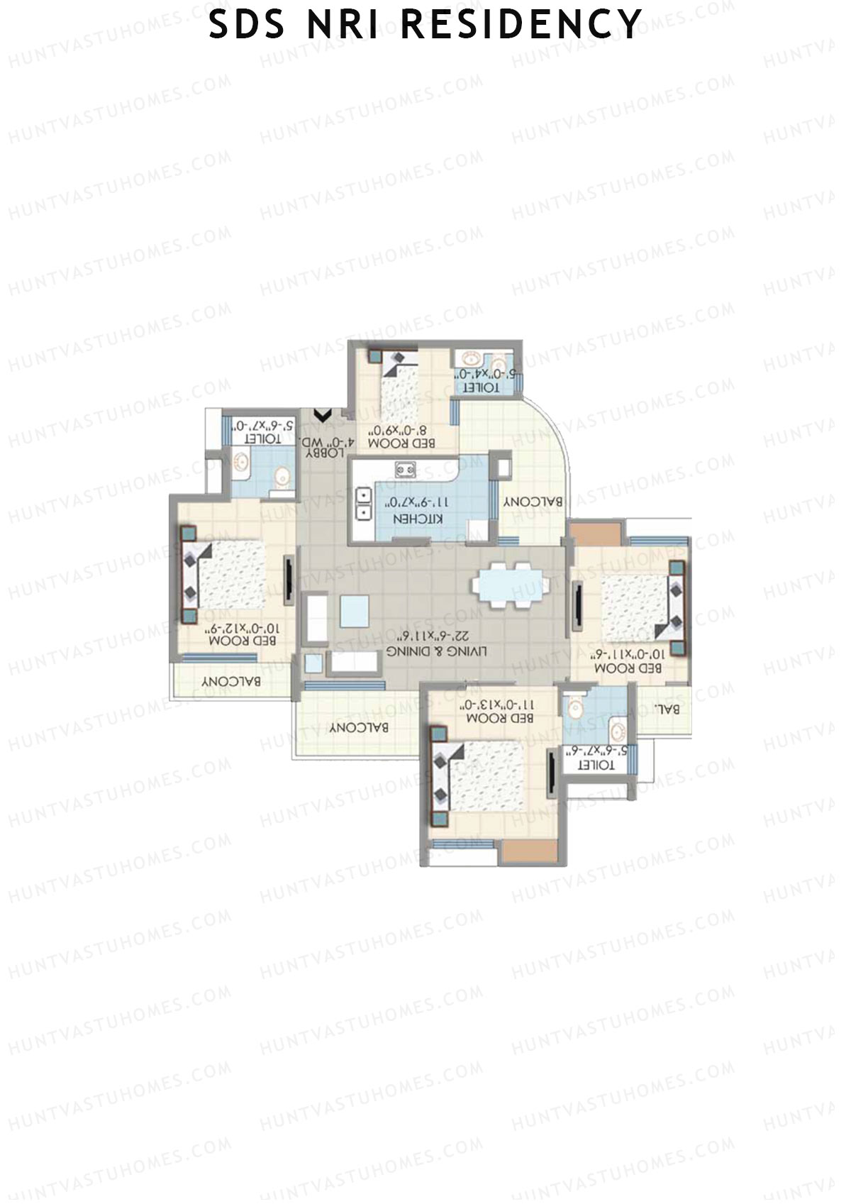 SDS NRI Residency Block C Unit 6 (Type B) Floor Plan