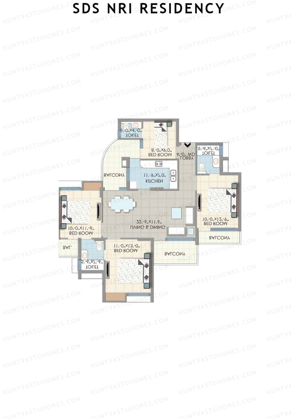 SDS NRI Residency Block D Unit 1 (Type B) Floor Plan