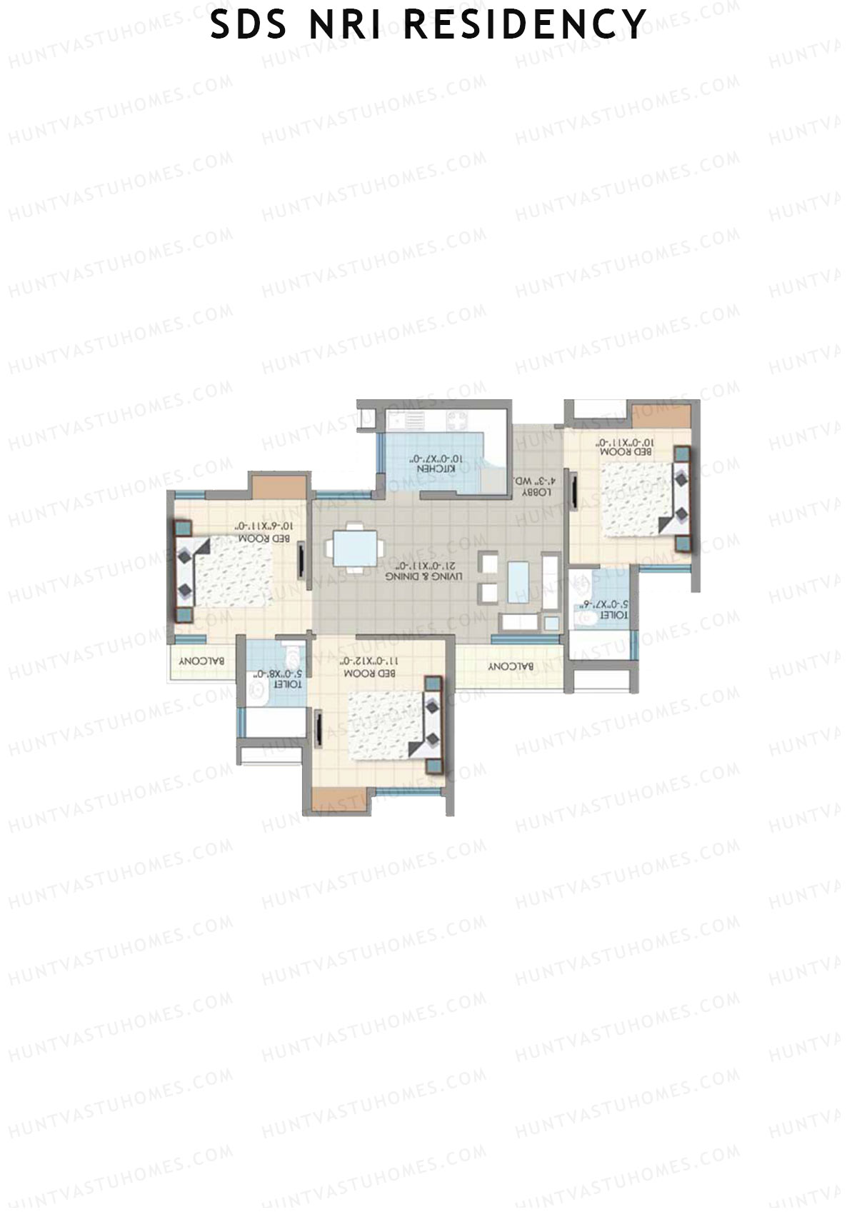 SDS NRI Residency Block F Unit 1 (Type C) Floor Plan