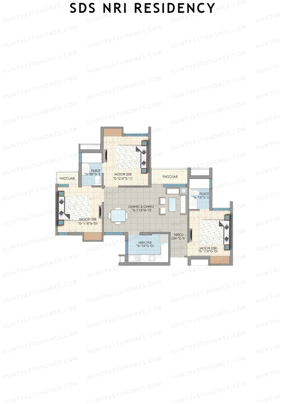 SDS NRI Residency Block F Unit 2 (Type C) Floor Plan