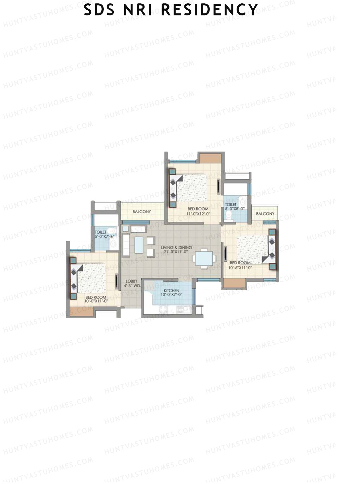 SDS NRI Residency Block F Unit 3 (Type C) Floor Plan