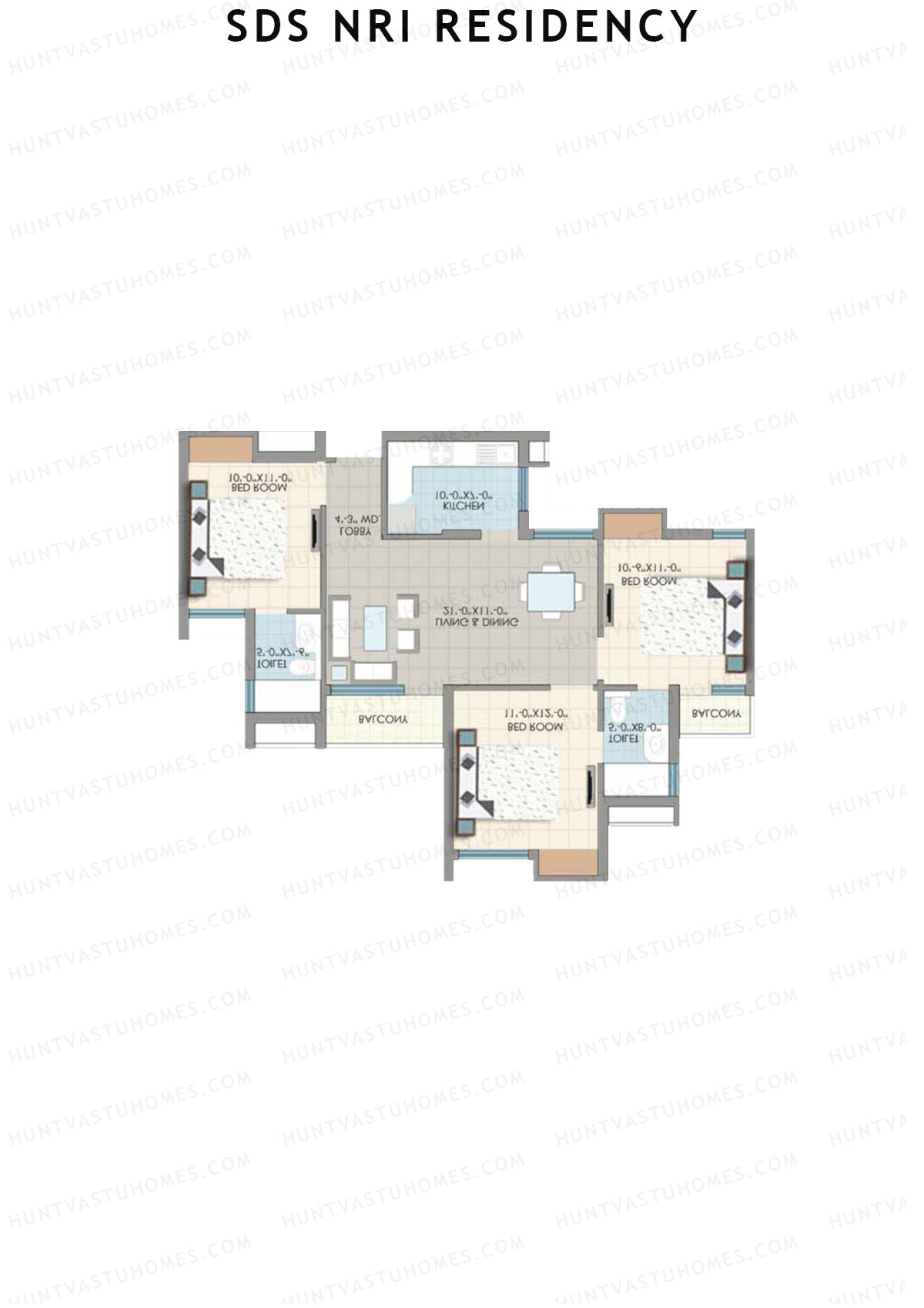 SDS NRI Residency Block F Unit 5 (Type C) Floor Plan