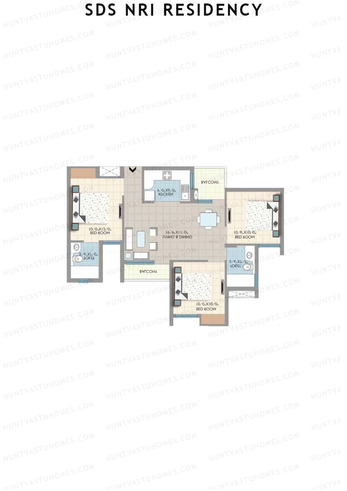 SDS NRI Residency Block G Unit 1 (Type D) Floor Plan