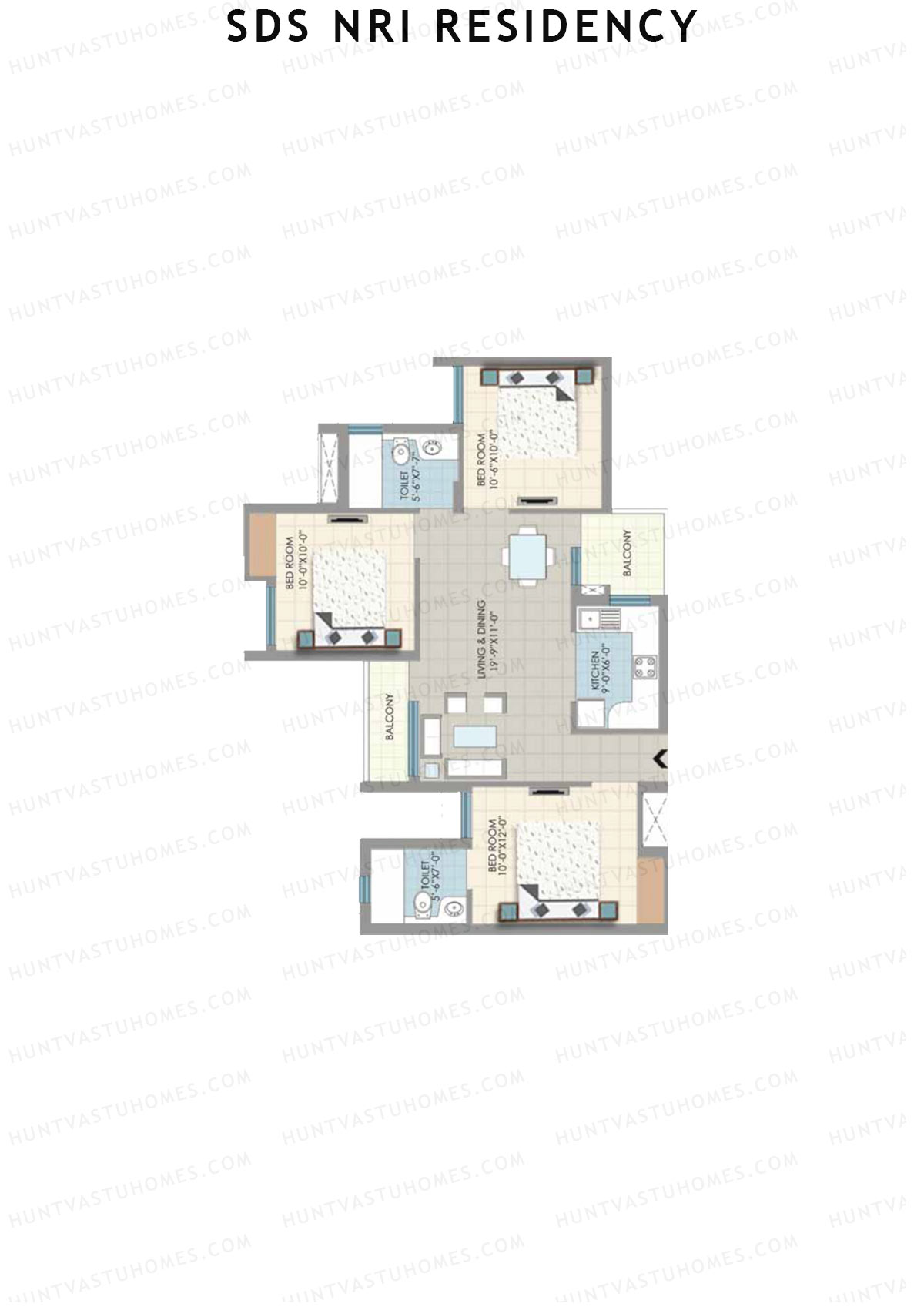 SDS NRI Residency Block G Unit 3 (Type D) Floor Plan