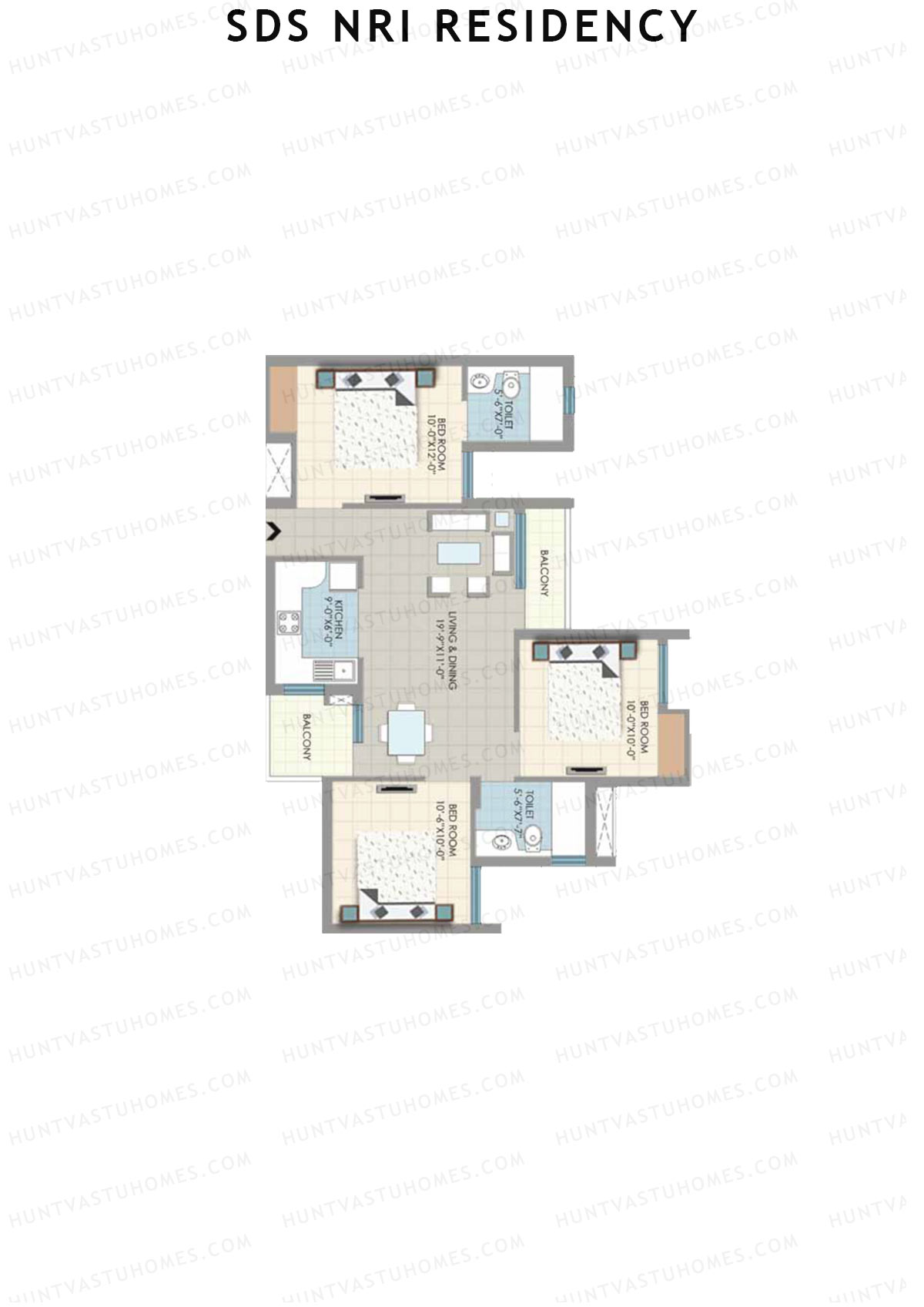 SDS NRI Residency Block G Unit 6 (Type D) Floor Plan