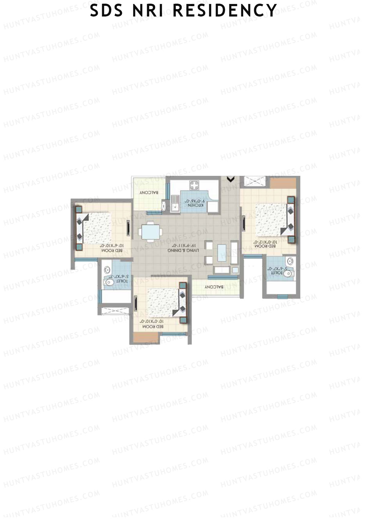 SDS NRI Residency Block H Unit 1 (Type D) Floor Plan