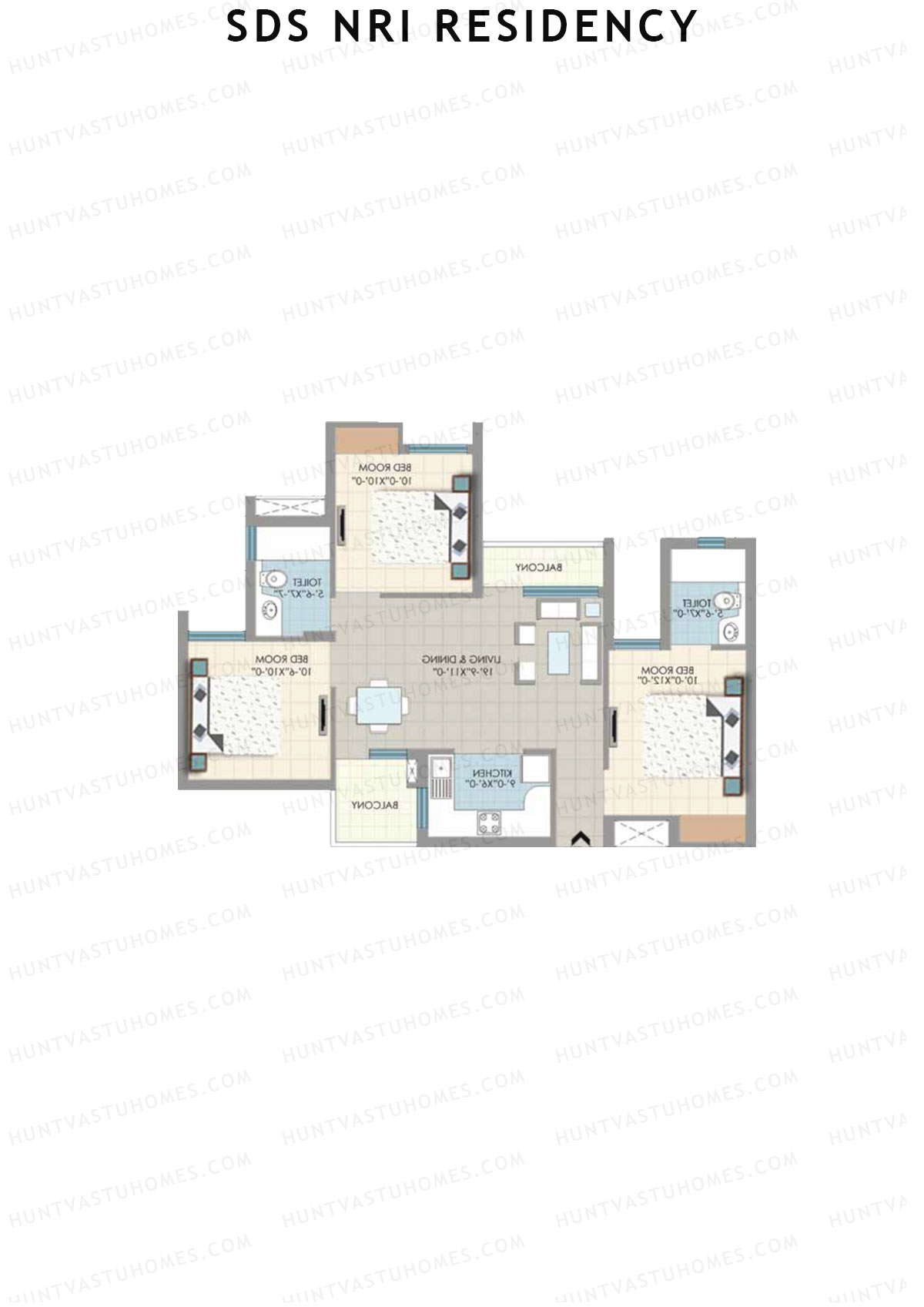 SDS NRI Residency Block H Unit 2 (Type D) Floor Plan