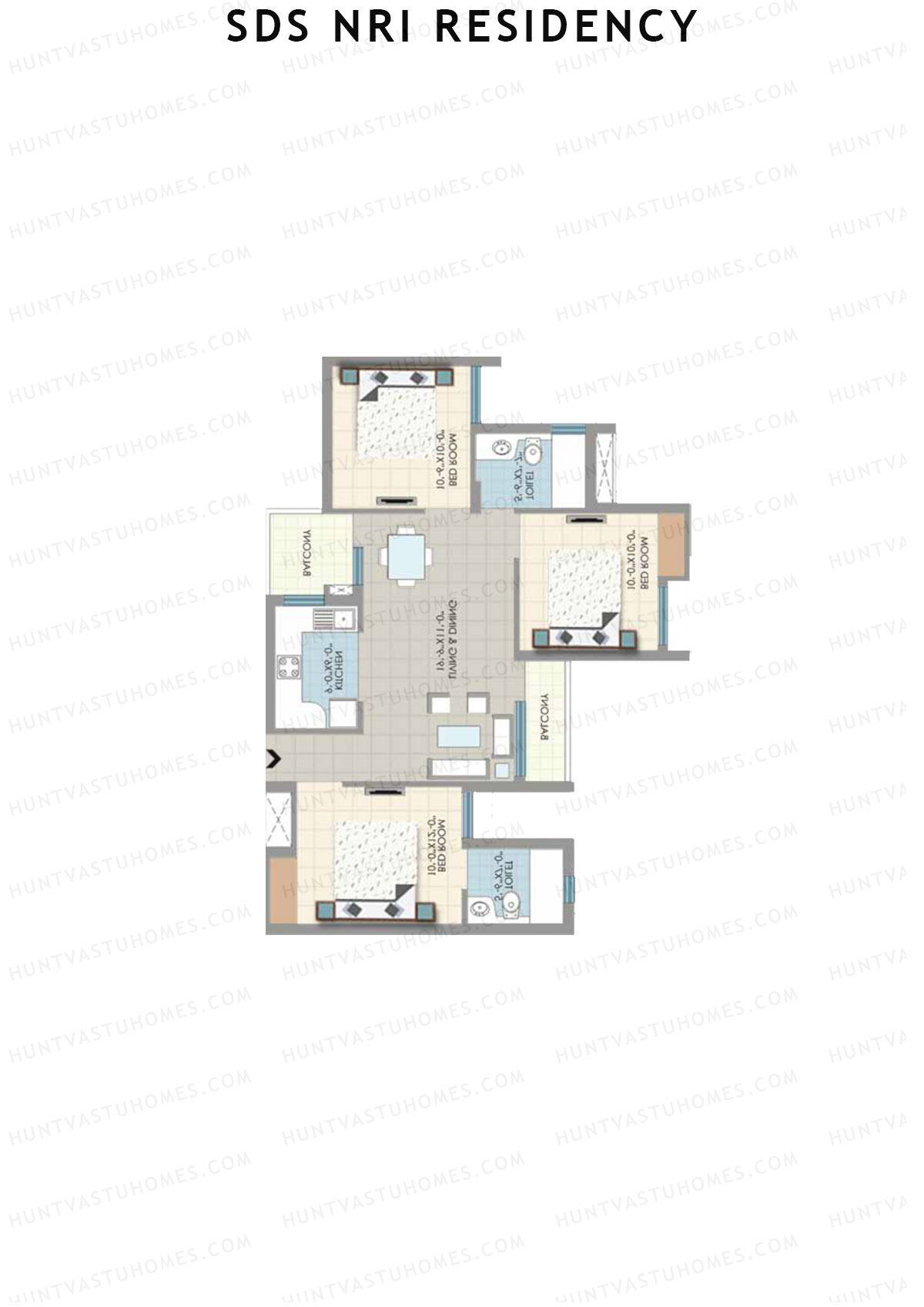 SDS NRI Residency Block H Unit 3 (Type D) Floor Plan