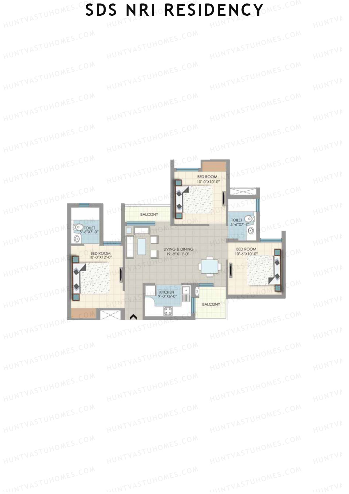 SDS NRI Residency Block H Unit 4 (Type D) Floor Plan