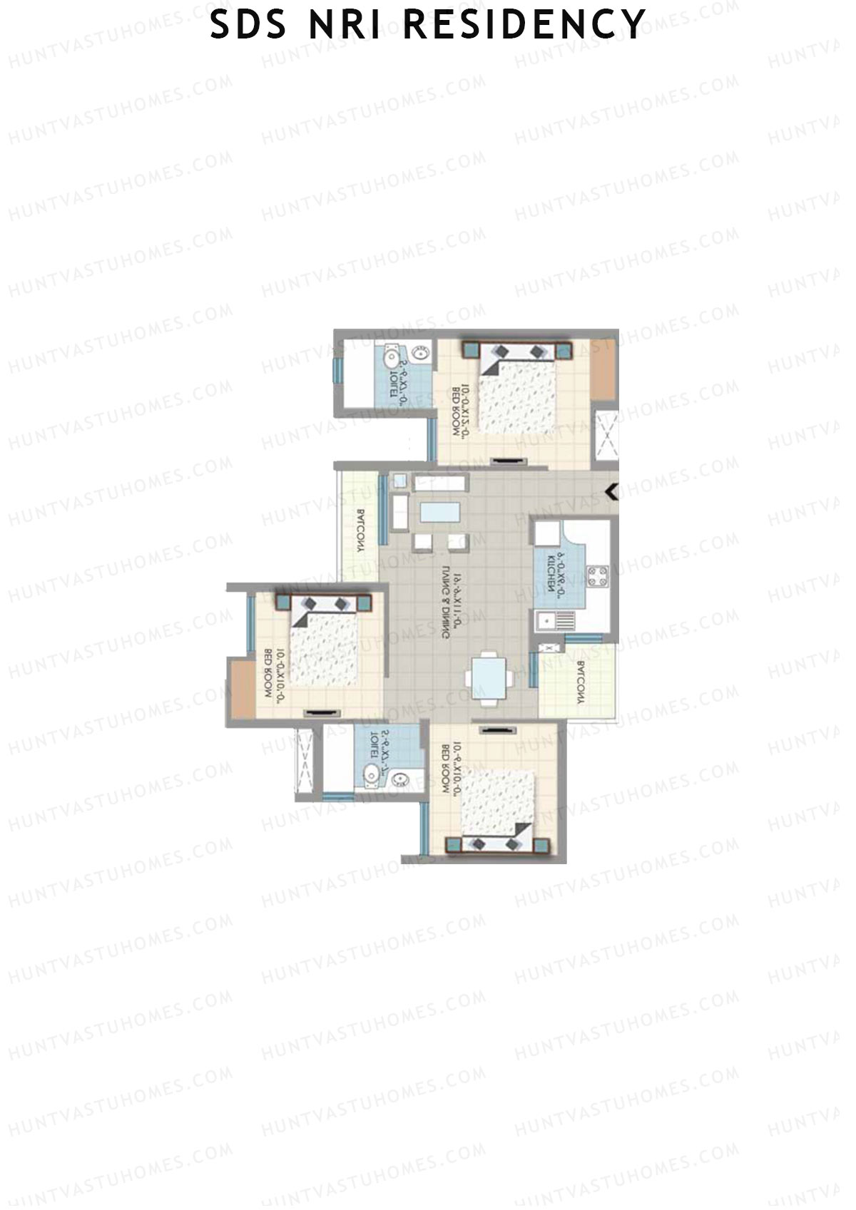 SDS NRI Residency Block H Unit 6 (Type D) Floor Plan