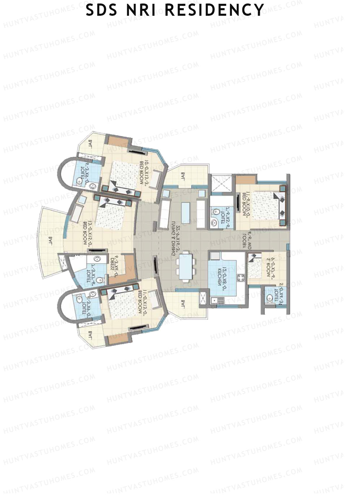 SDS NRI Residency Block K Unit 1 (Type A) Floor Plan