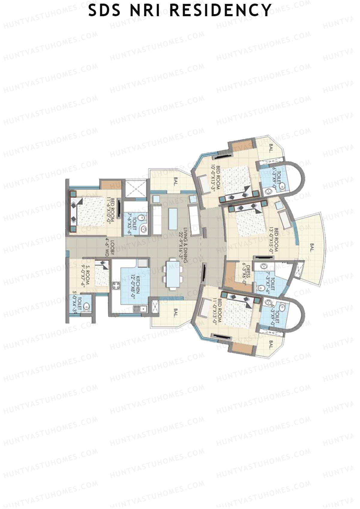 SDS NRI Residency Block K Unit 2 (Type A) Floor Plan