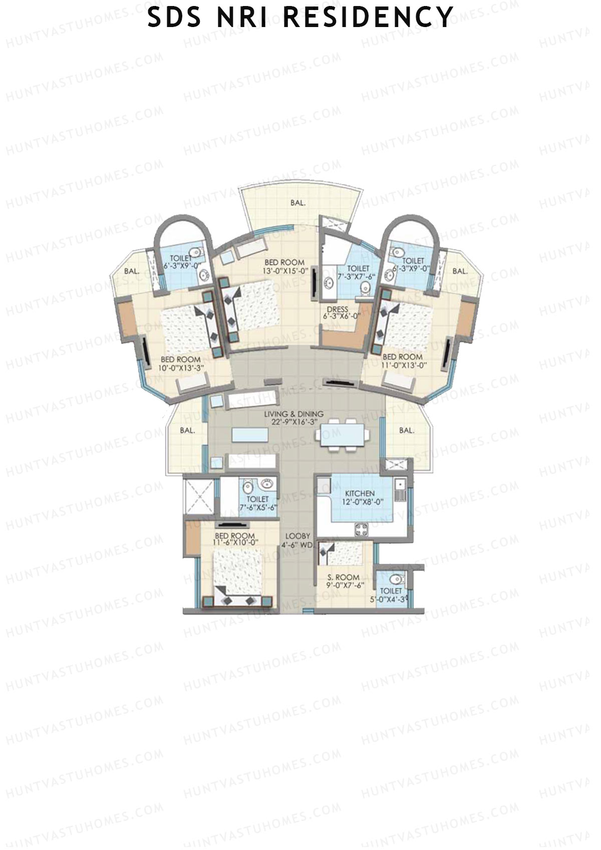 SDS NRI Residency Block L Unit 1 (Type A) Floor Plan